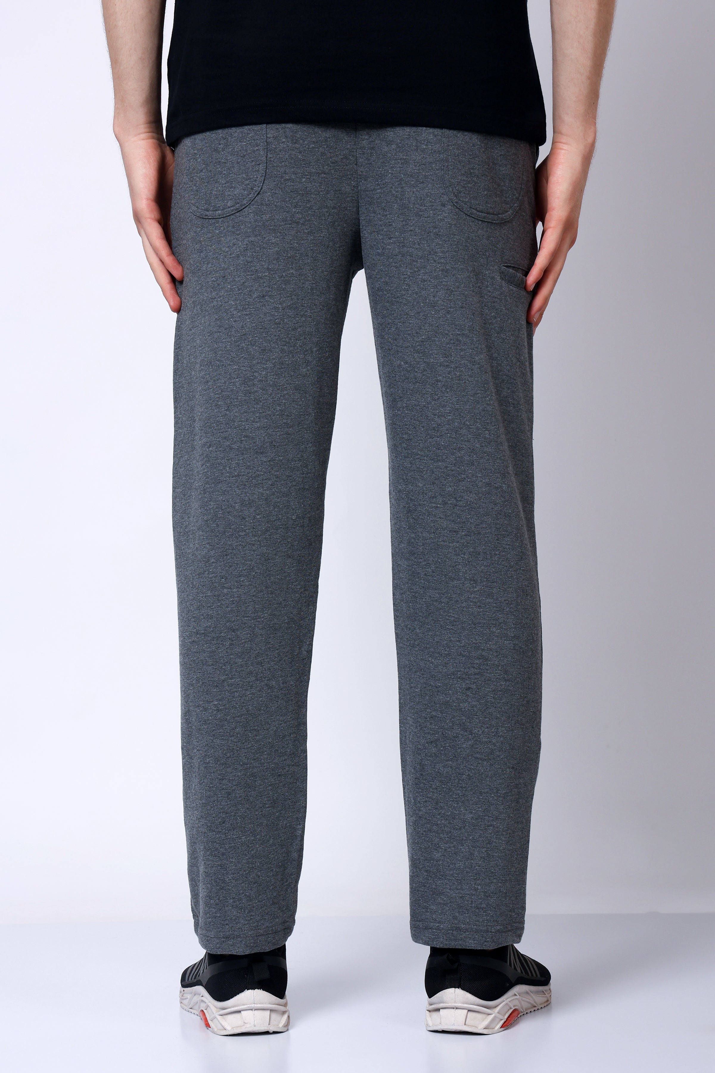 Stylox Men’s Regular Fit Terry Fabric Trackpant with Drawstring Waist-Dark Grey - Stylox