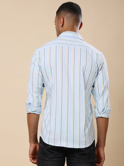 Stylox Men’s Striped Full Sleeve Regular Fit Shirt – Effortless Style with a Classic Touch