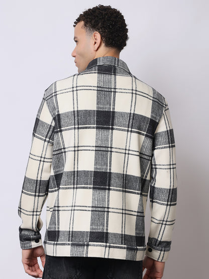 Stylox Men’s Checkered Winter Shacket – Premium Fleece-Lined Button-Down Plaid Jacket for Casual &amp; Outdoor Wear