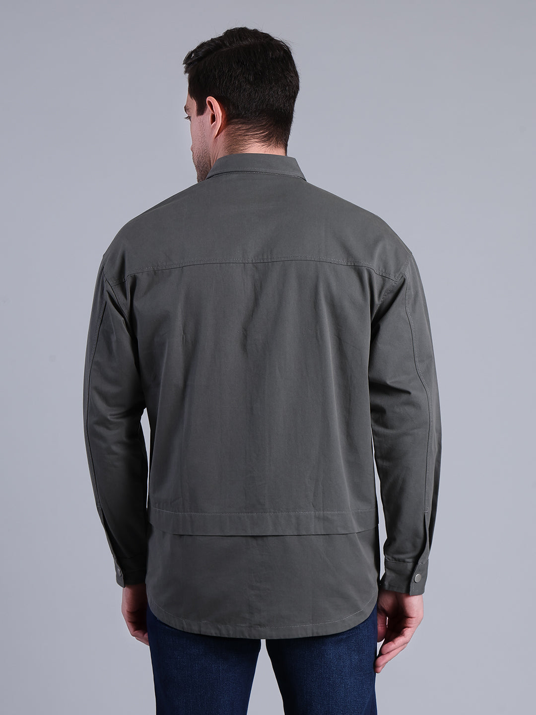 Stylox Men’s Solid Winter Shacket with Snap Buttons & Utility Pockets (Green)