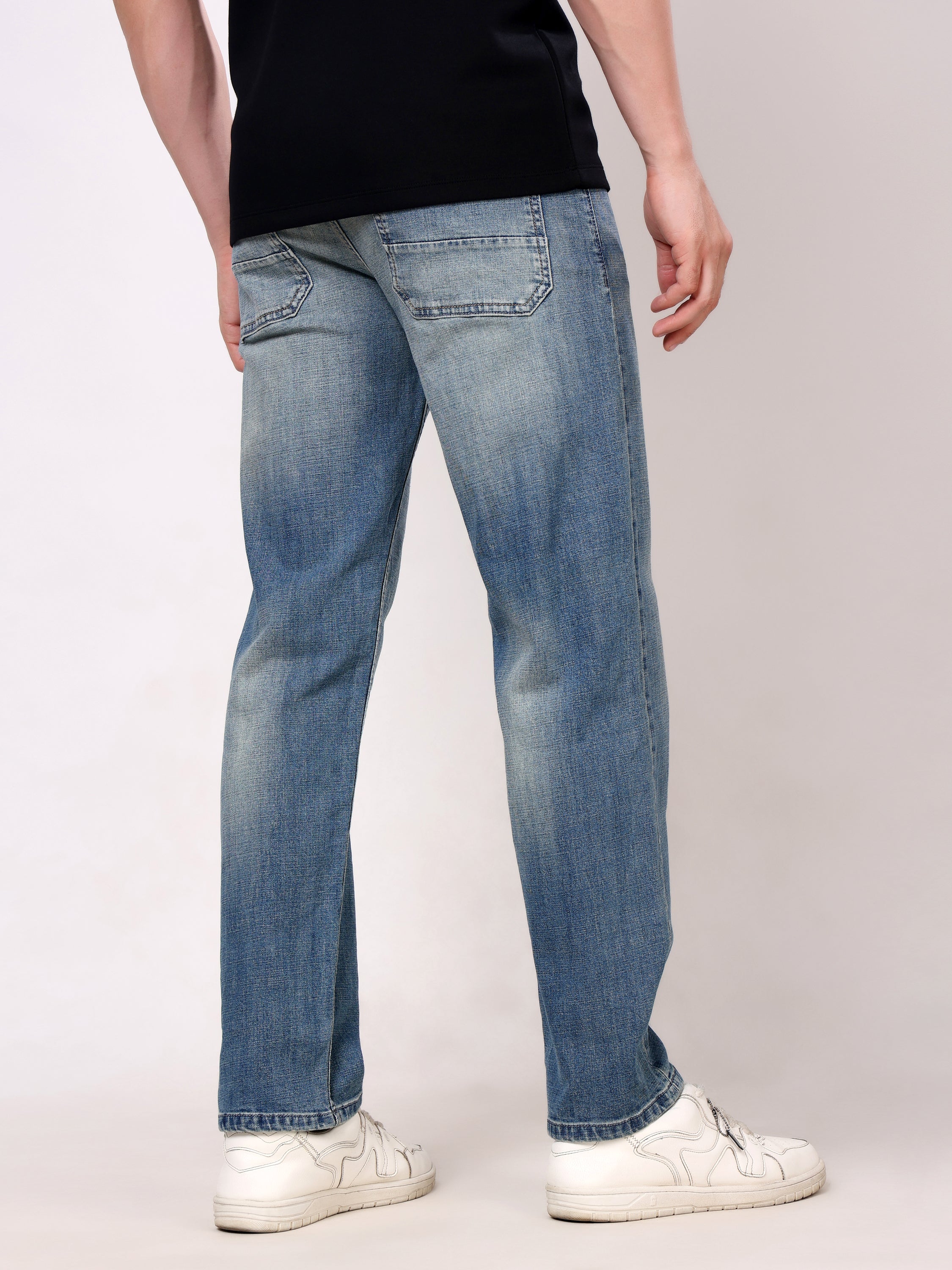 Stylox Men’s Relaxed Fit Mid-Rise Stretchable Denim Jeans