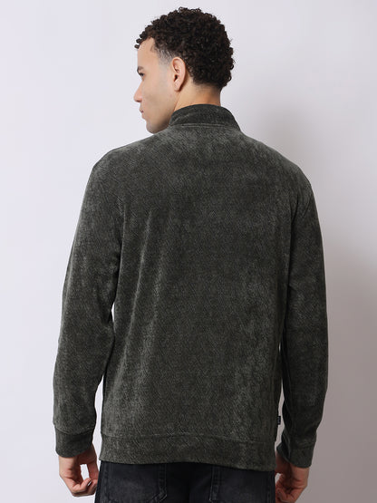 Stylox Men’s Textured Winter Jacket – High-Neck Full-Zip Warm Fleece Jacket for Casual &amp; Daily Wear