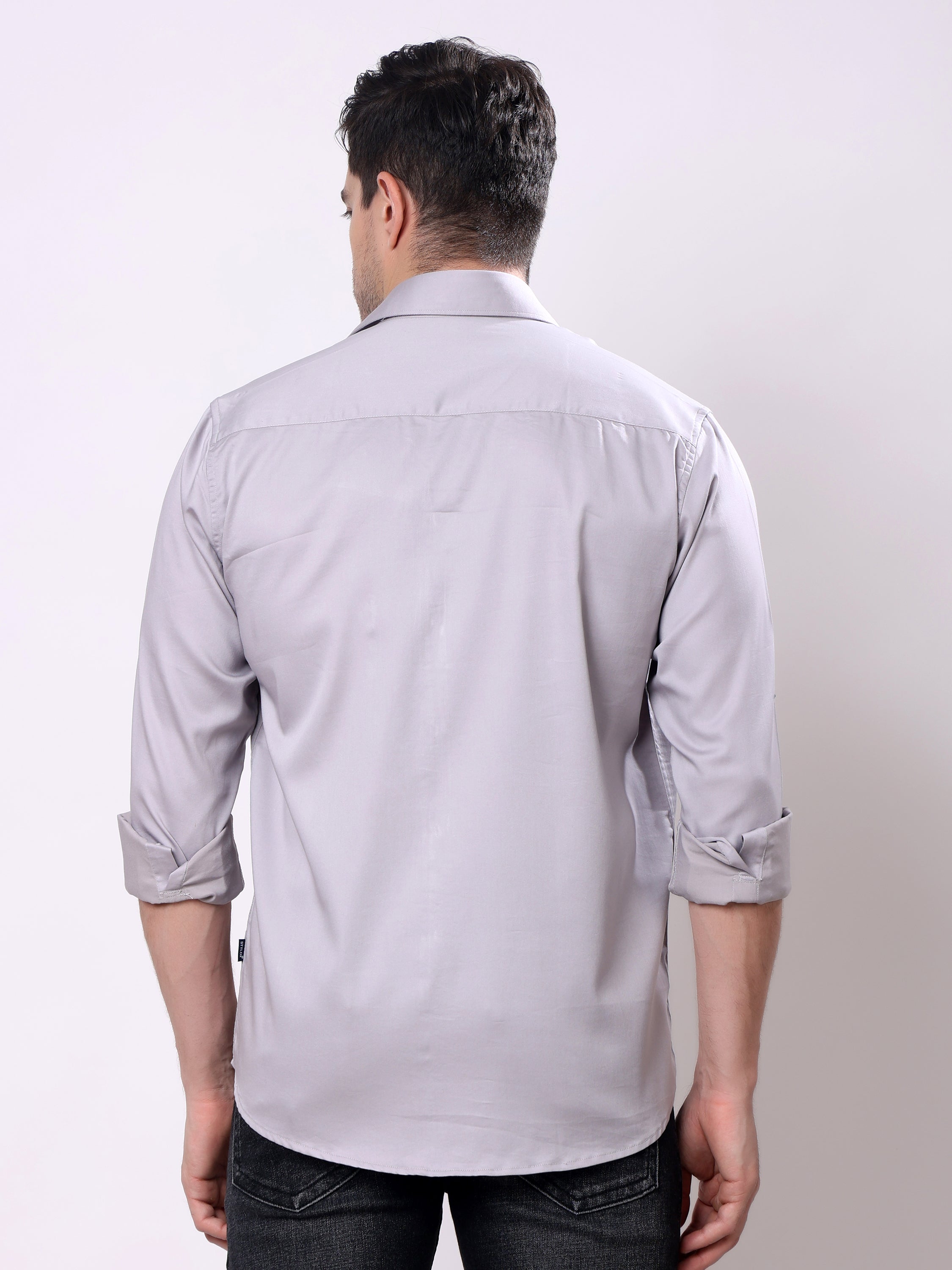 Stylox Men’s Regular Fit Full Sleeve Solid Cotton Satin Casual Shirt - Stylox
