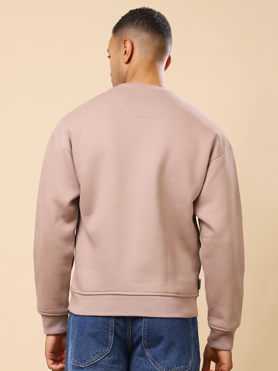 Stylox Men’s Round Neck Full Sleeve Solid Sweatshirt – Minimal Style, Maximum Comfort (Mauve) - Stylox