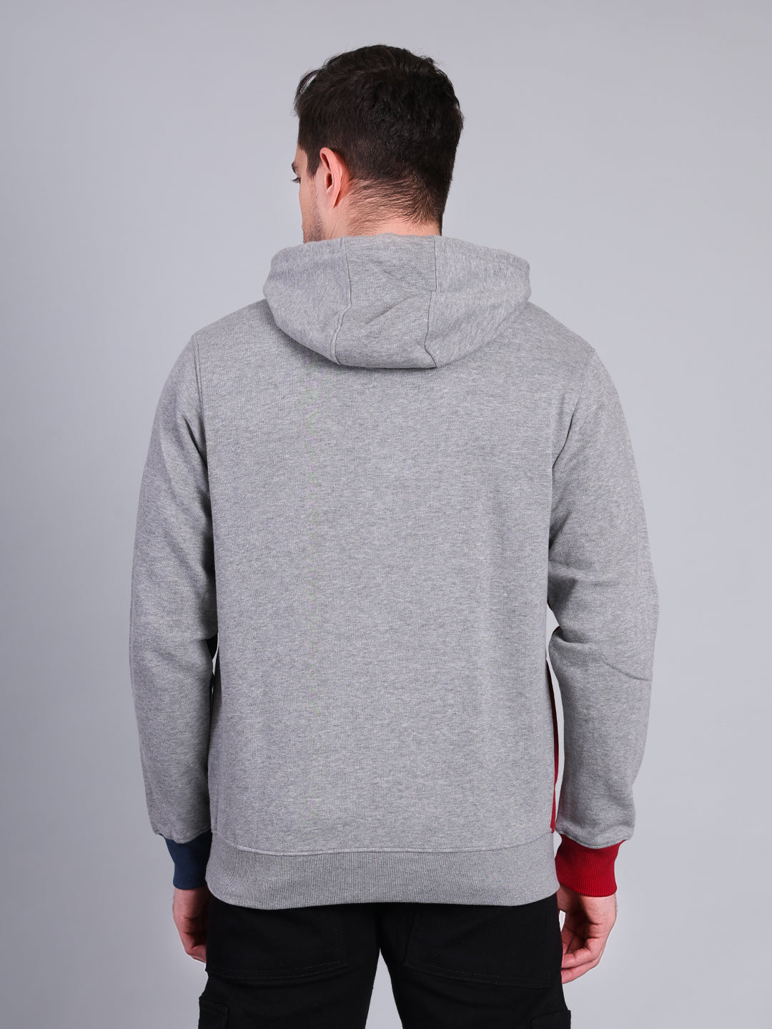Stylox Men’s Winter Colorblock Printed Hoodie | Pullover Hooded Sweatshirt with Side Pocket (Grey) - Stylox