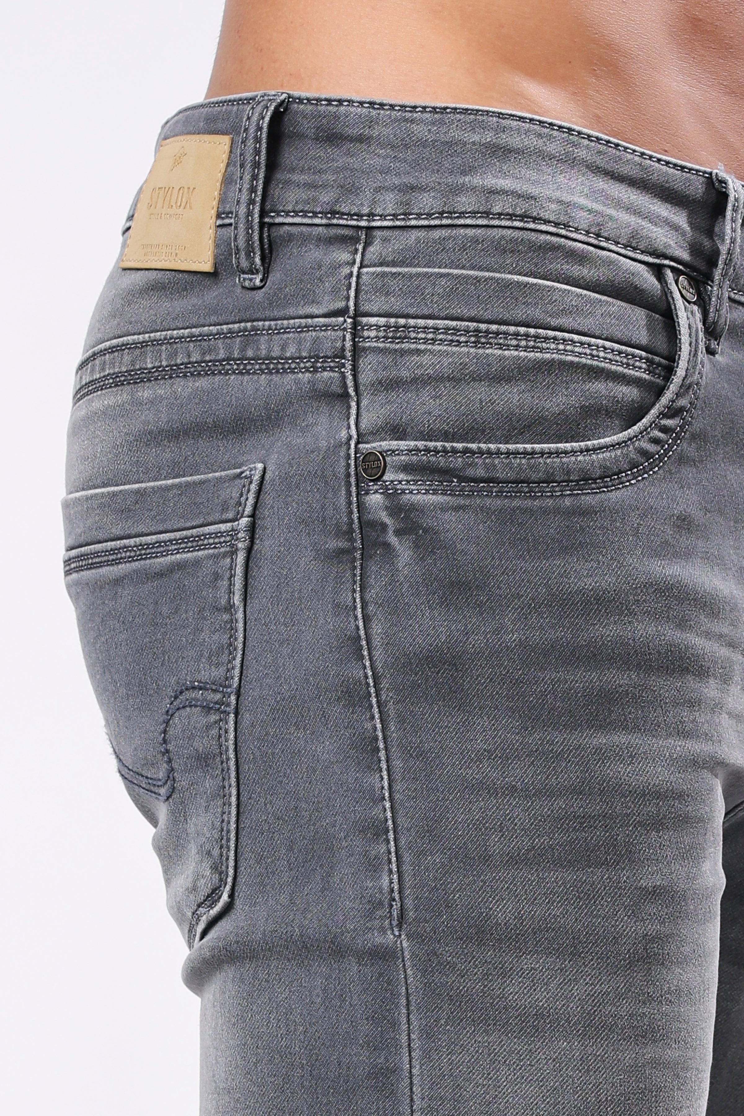 Stylox Slim Fit Denim Jeans - Light Grey, Mid Grey, Dark Grey