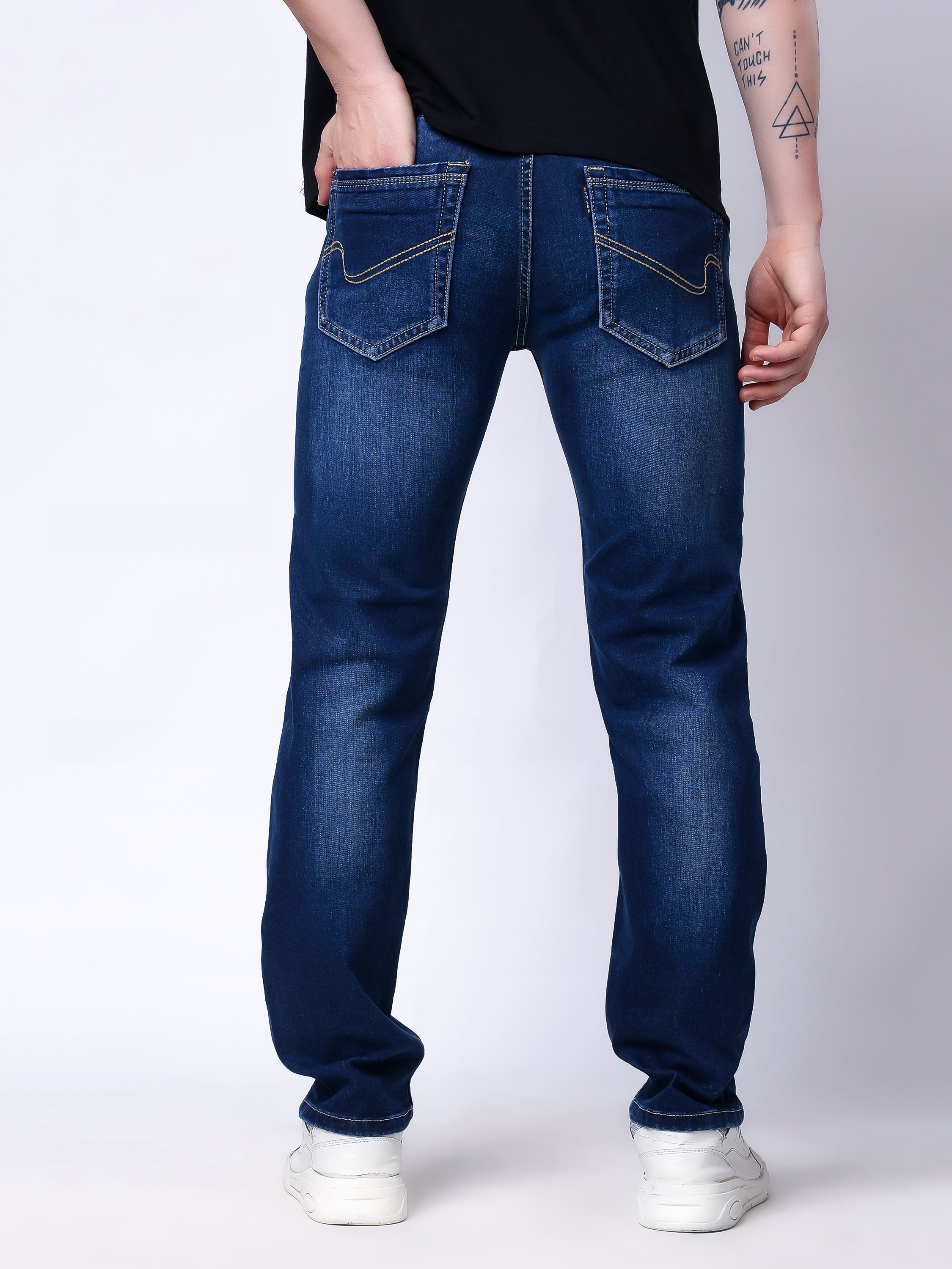 Stylox Men’s Comfort Fit Stretchable Denim Jeans-Dark Blue - Stylox