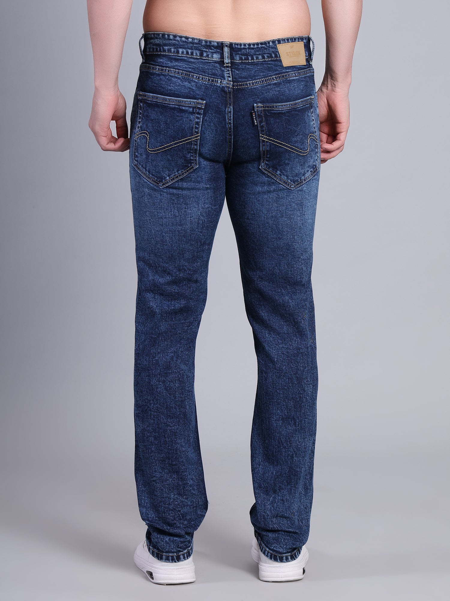 Stylox Men’s Slim Fit Stretchable Washed Denim Jeans-Dark Blue - Stylox