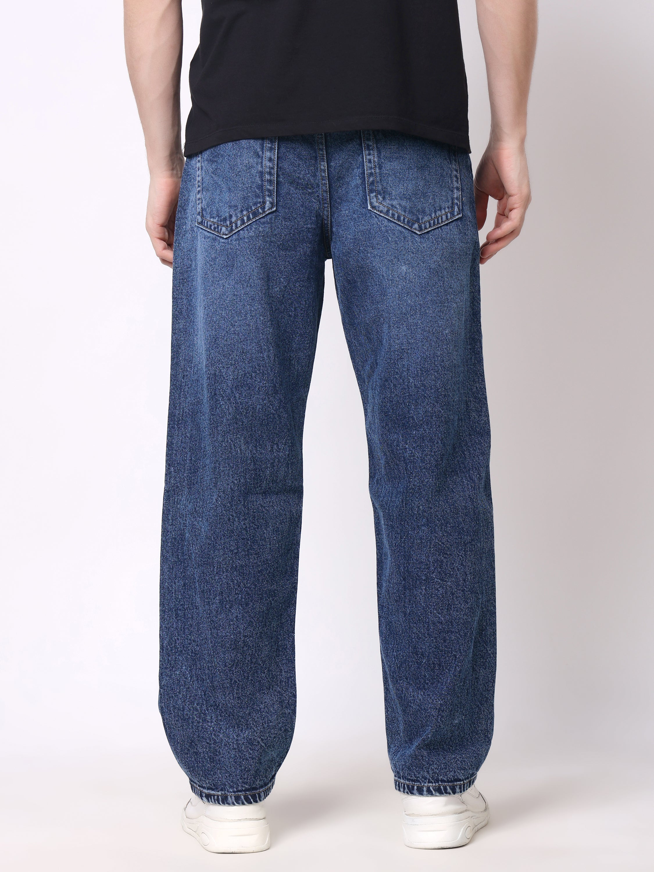 Stylox Men’s Loose Fit Non-Stretch Wide Leg Casual Denim Jeans - Stylox