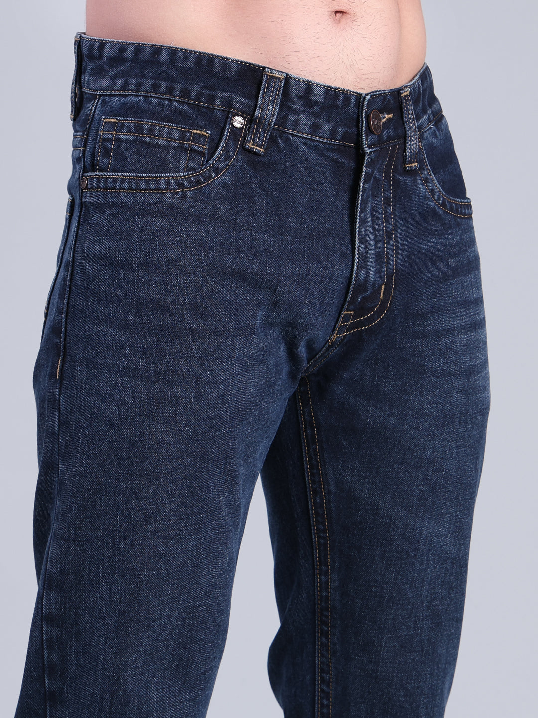 Stylox Men’s Comfort Fit Mid Rise Premium Denim Jeans (Dusty Blue) - Stylox