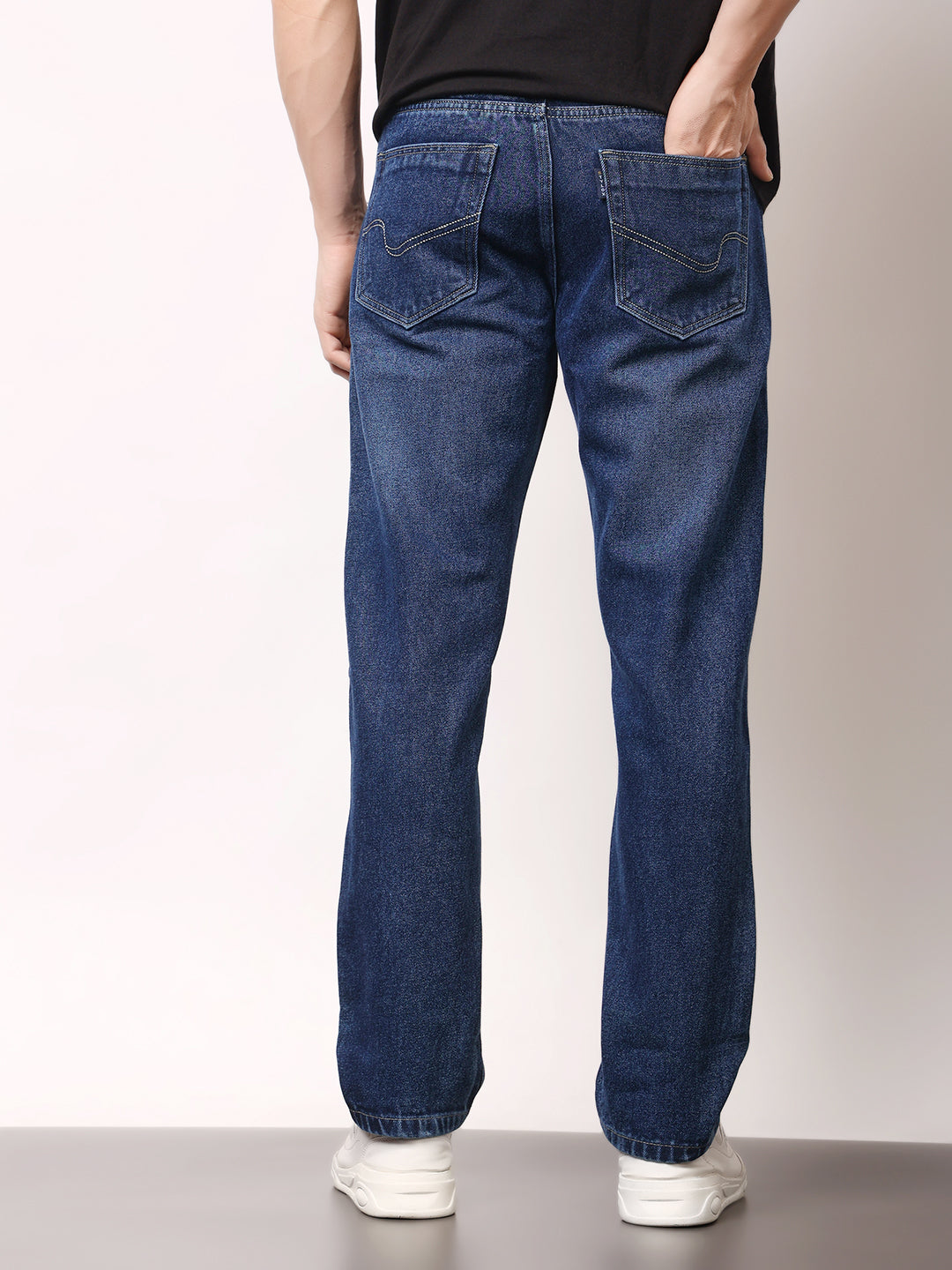 Stylox Men’s Relaxed Fit Solid Jeans | Comfortable Denim Casual Wear for Everyday Style (Mid Dark Blue) - Stylox