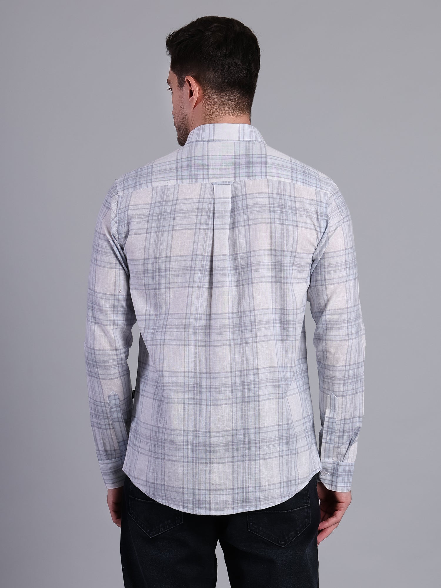 Stylox Men’s Regular Fit Checked Full Sleeve Casual Shirt-Light Blue - Stylox