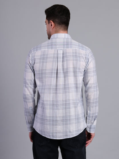 Stylox Men’s Regular Fit Checked Full Sleeve Casual Shirt-Light Blue - Stylox