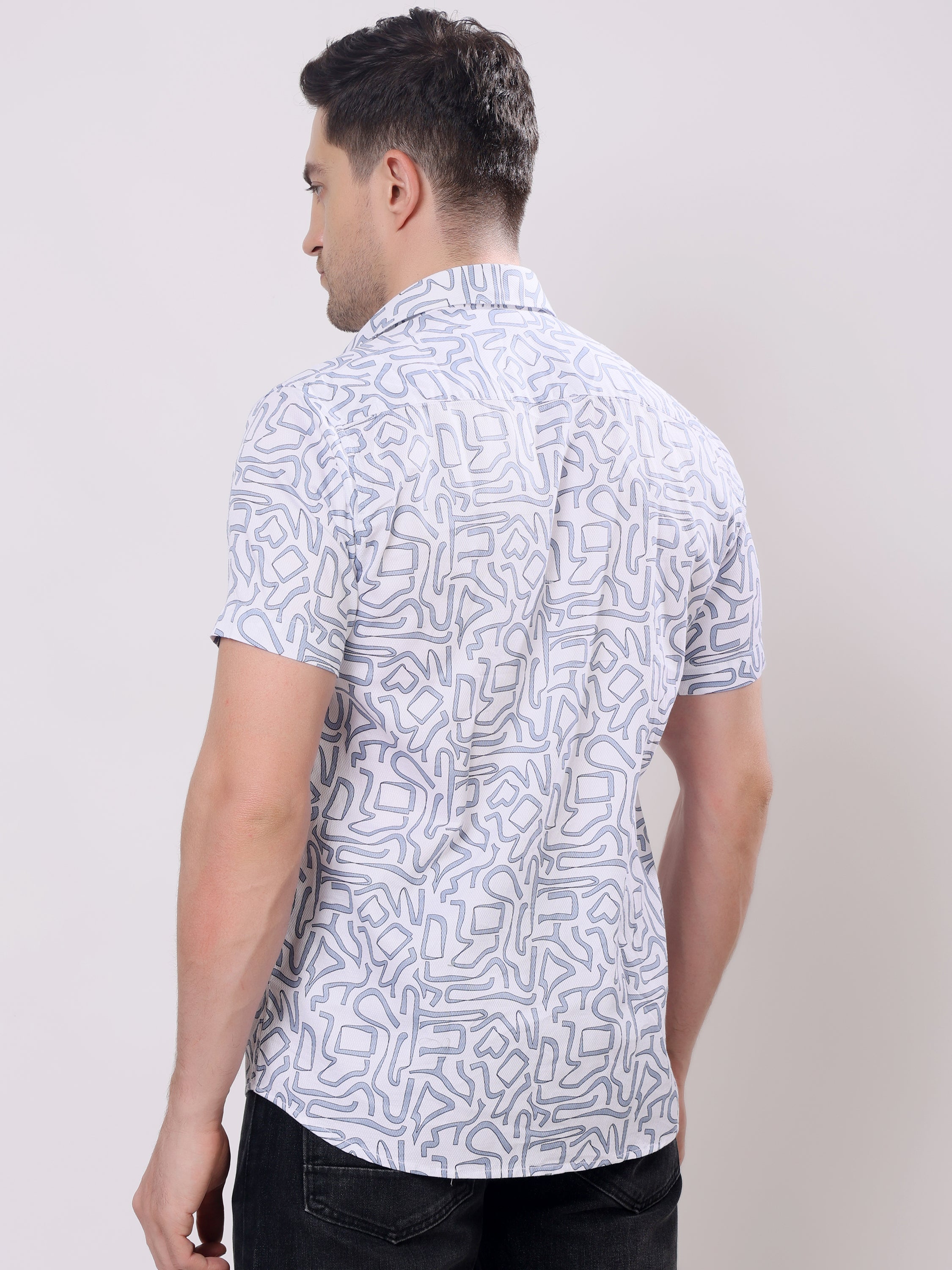 Stylox Men’s Regular Fit Half Sleeve Abstract Printed Stylish Casual Summer Shirt - Stylox