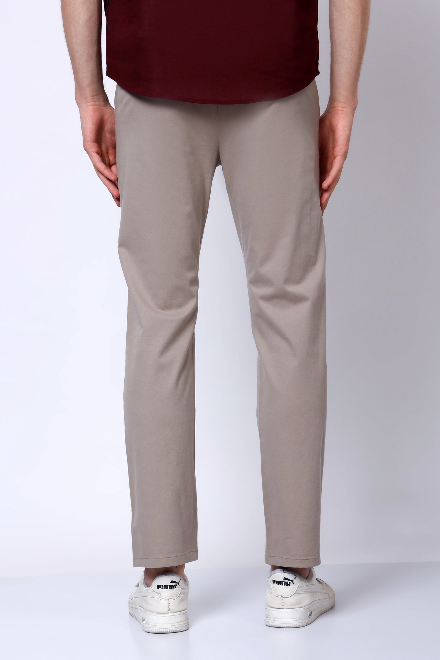 Stylox Men’s Straight Fit Casual Trousers with Comfort-Sand - Stylox