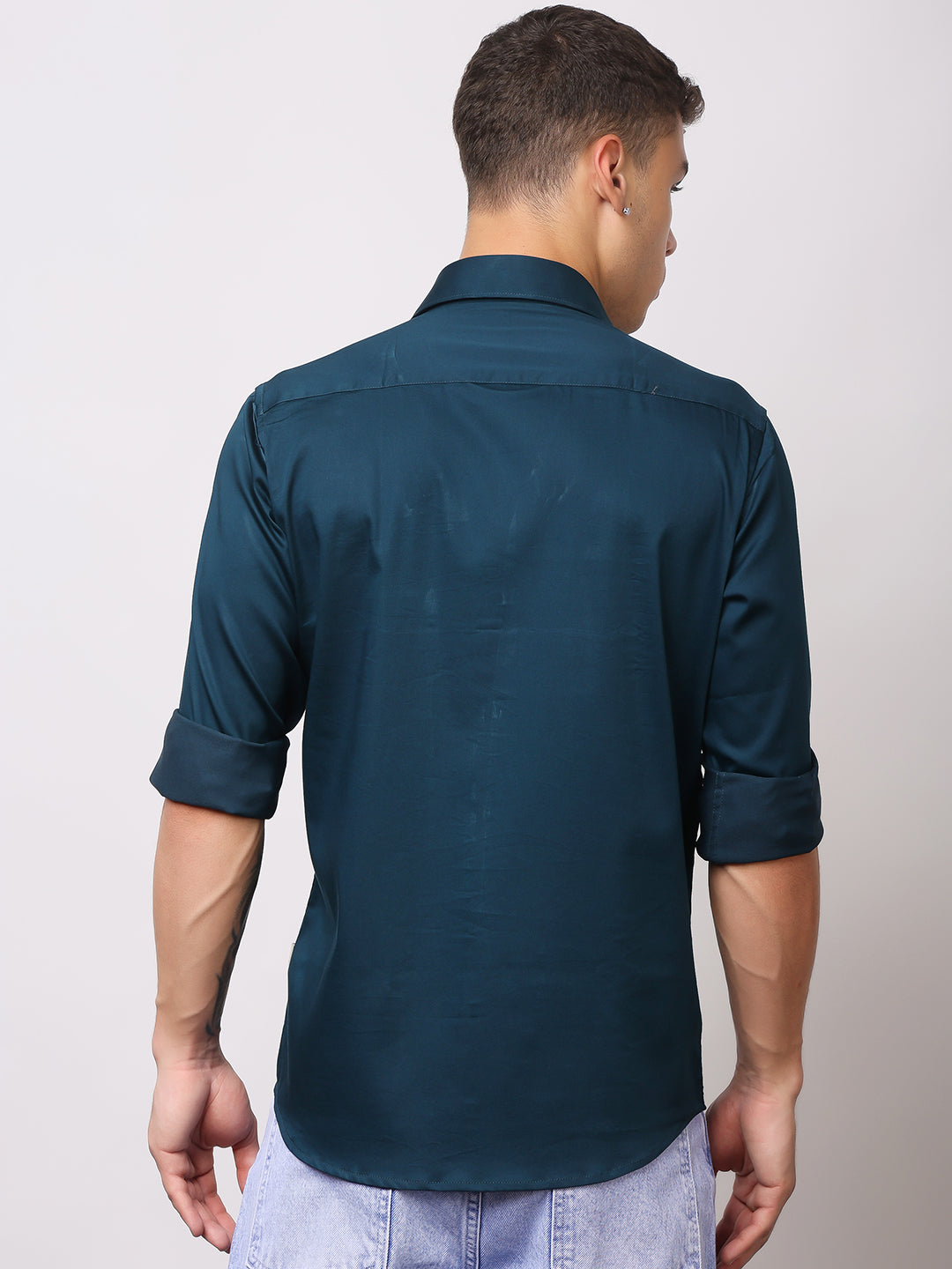 Stylox Men's Full Sleeve Solid Partywear Casual Shirt – Premium Shine Finish Cotton Blend Regular Fit Shirt for Stylish Evening & Occasion Wear - Stylox