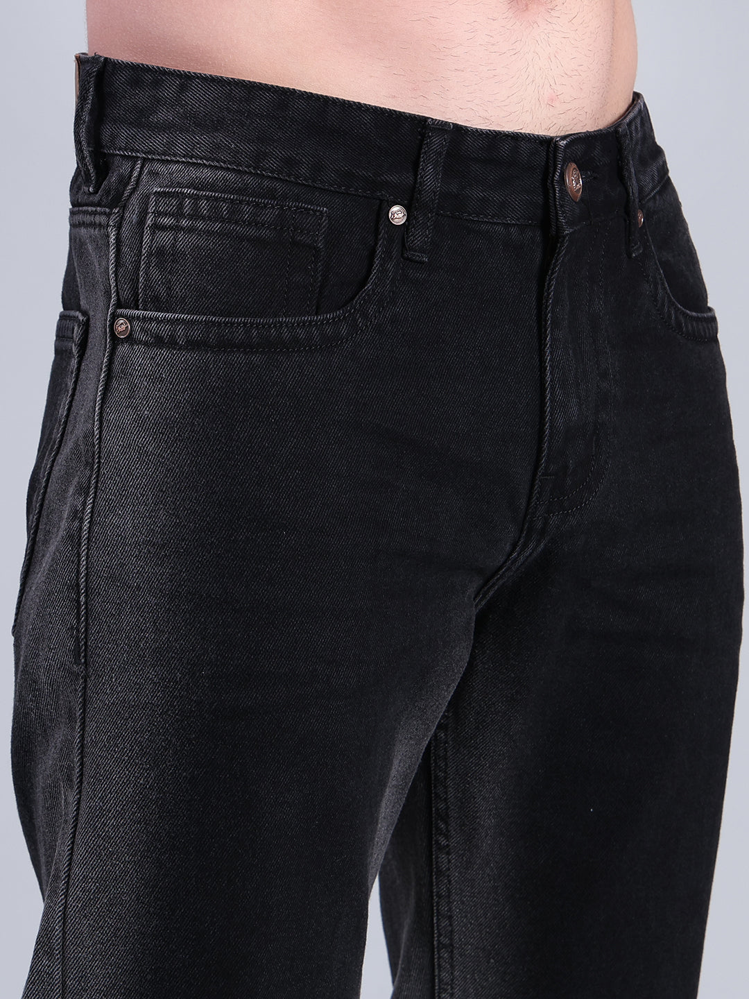 Stylox Men’s Relaxed Fit Black Jeans | Classic Washed Denim Jeans for Men | Mid-Rise Everyday Casual Wear