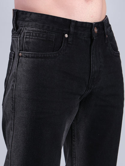 Stylox Men’s Relaxed Fit Black Jeans | Classic Washed Denim Jeans for Men | Mid-Rise Everyday Casual Wear