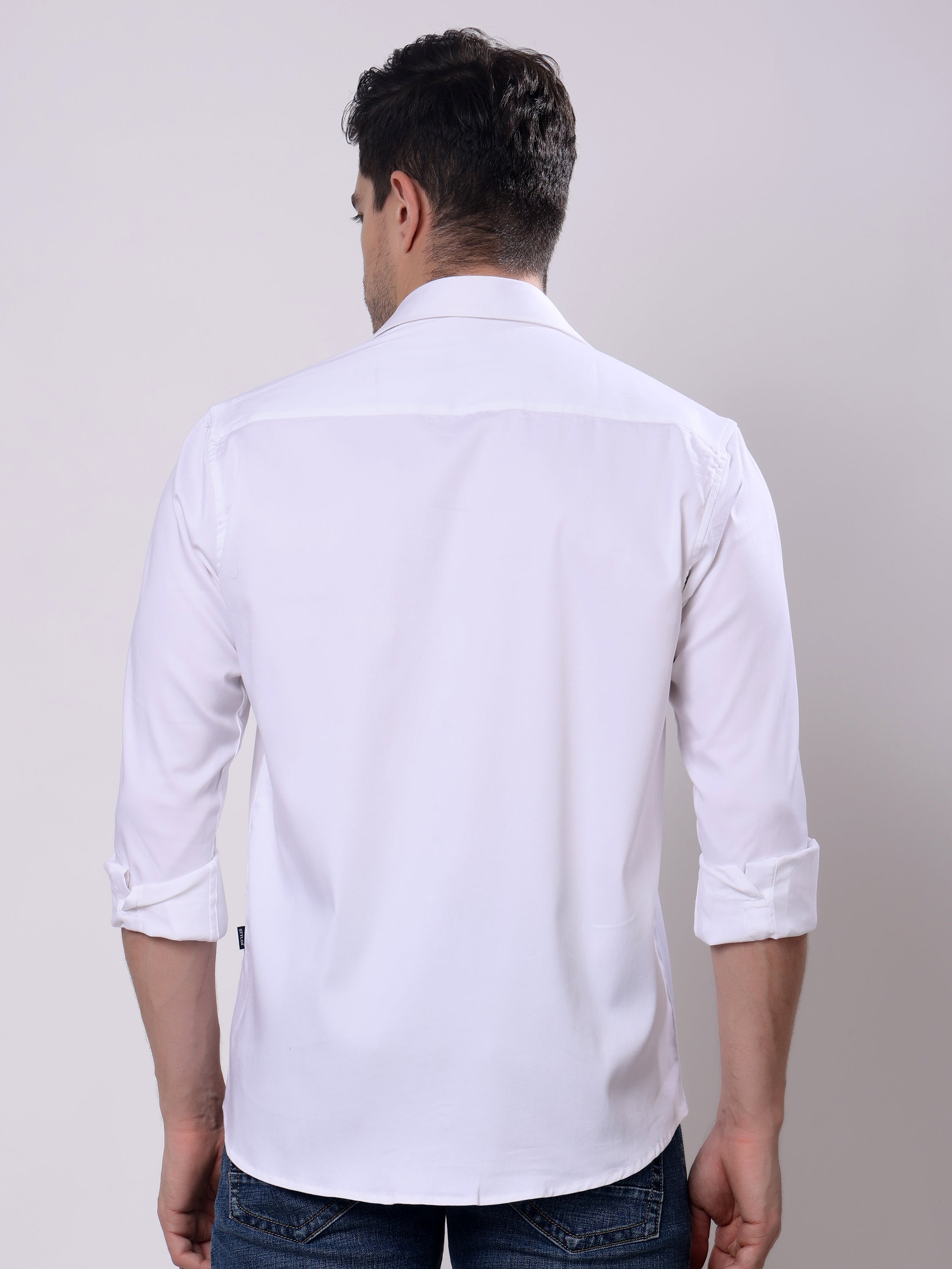 Stylox Men’s Regular Fit Full Sleeve Solid Cotton Satin Casual Shirt - Stylox