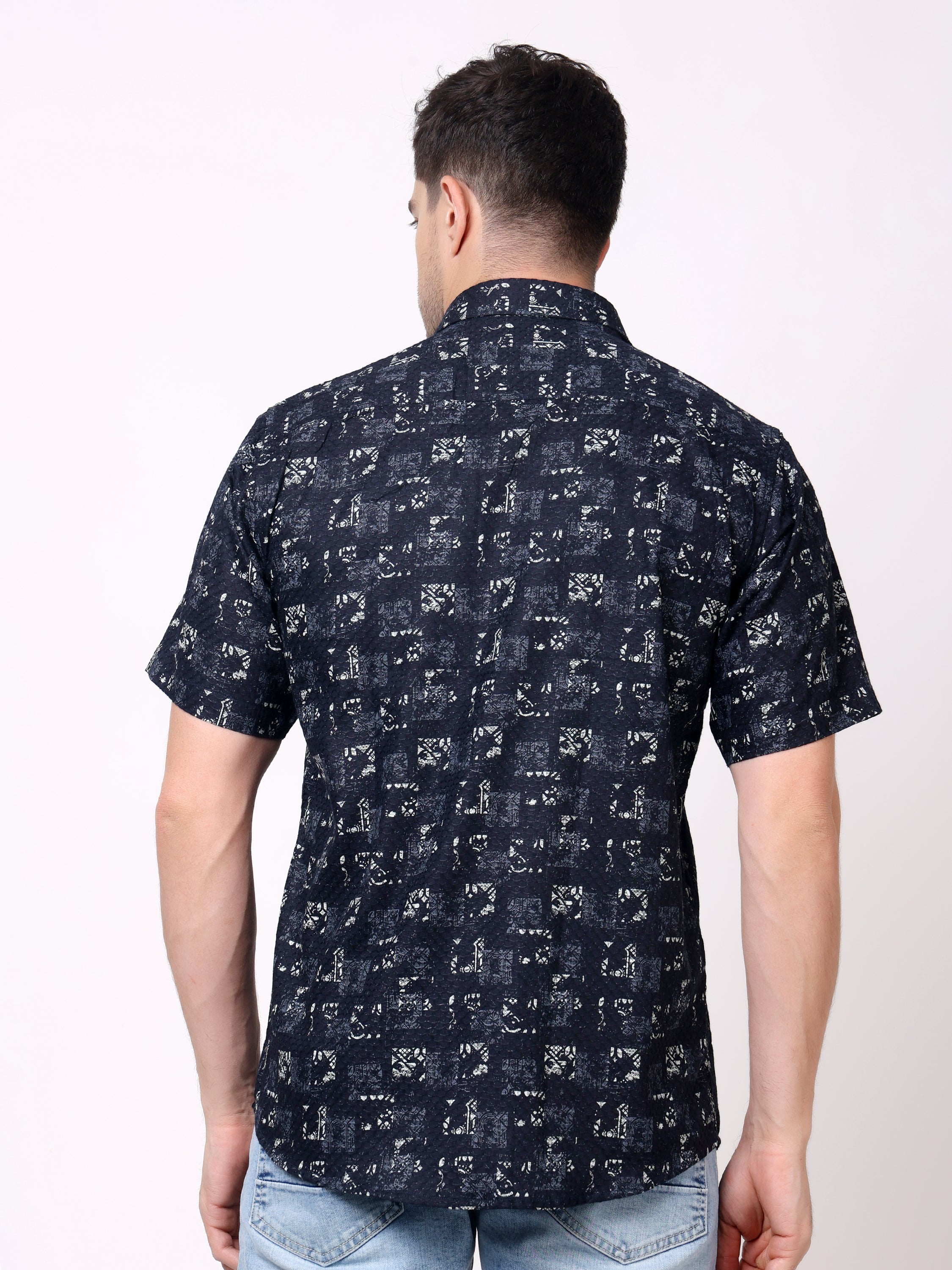 Stylox Men’s Regular Fit Half Sleeve Abstract Printed Casual Stylish Summer Shirt - Stylox