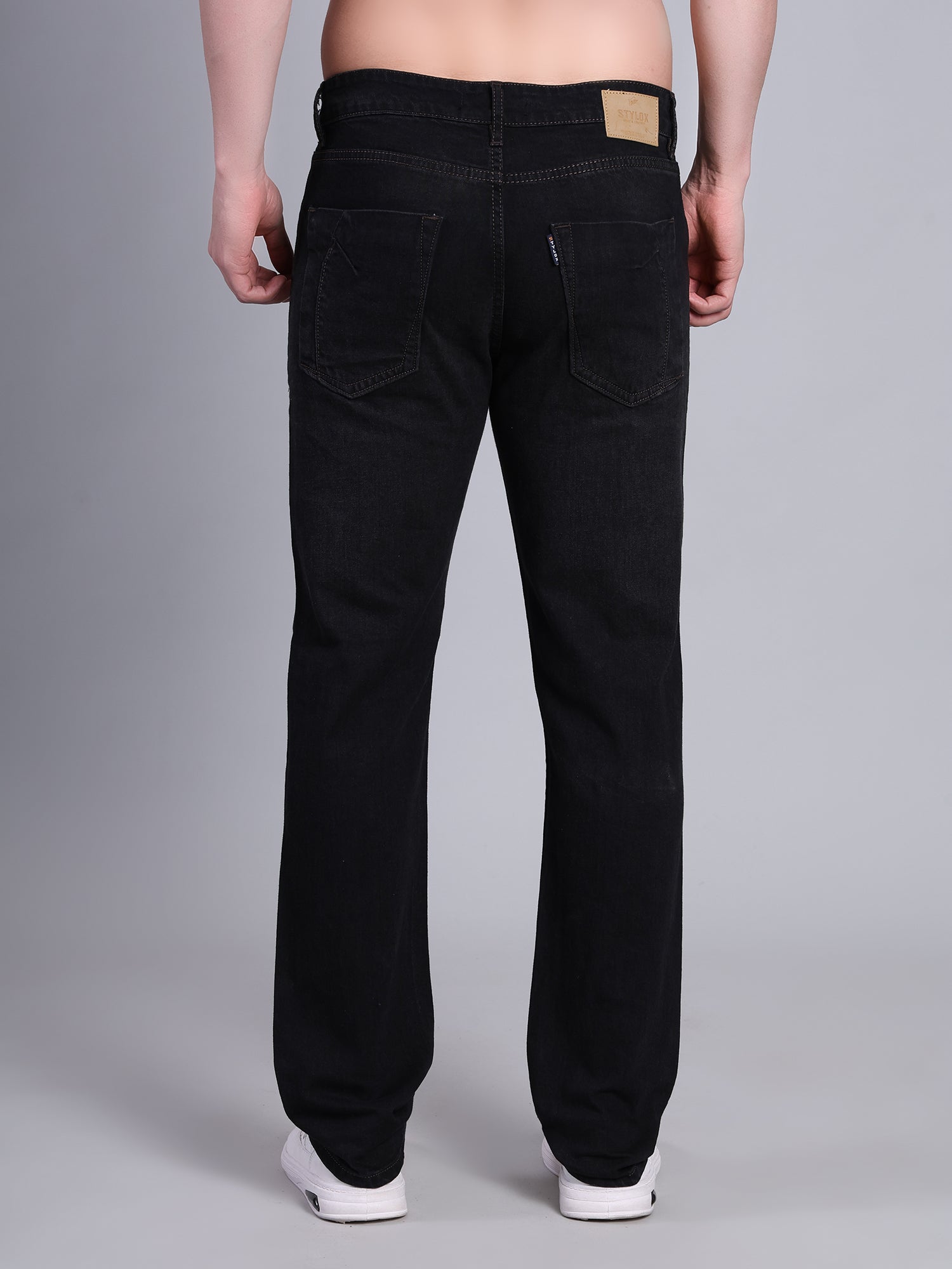 Stylox Men’s Mid Rise Stretchable Washed Slim Fit Denim Jeans-Dark Grey - Stylox