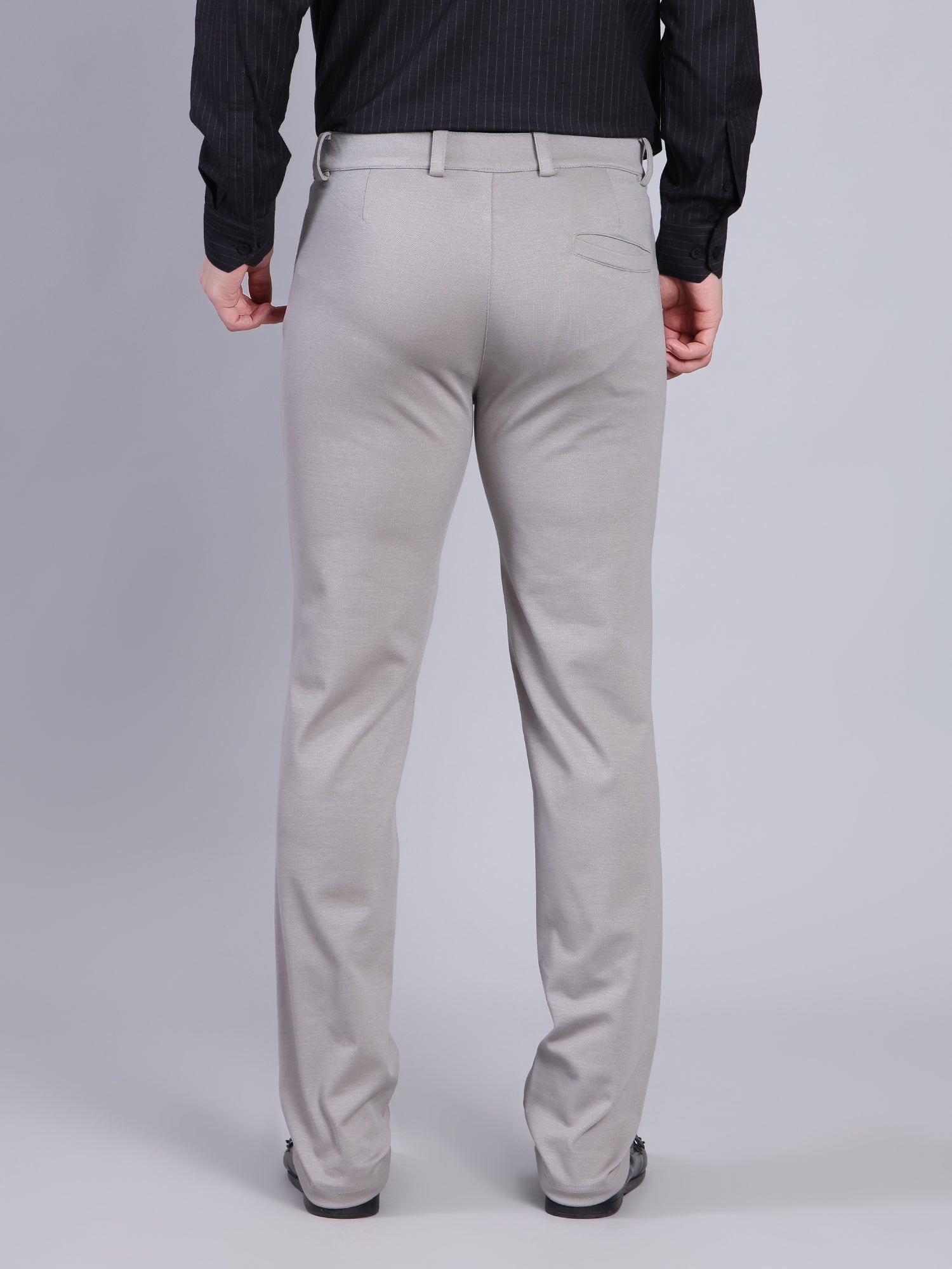 Stylox Men’s Slim Fit Stretchable Formal Trousers-Light Grey - Stylox