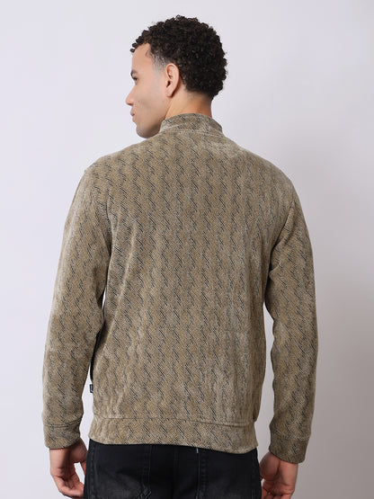 Stylox Men’s Textured Winter Jacket – High-Neck Full-Zip Warm Fleece Jacket for Casual &amp; Daily Wear