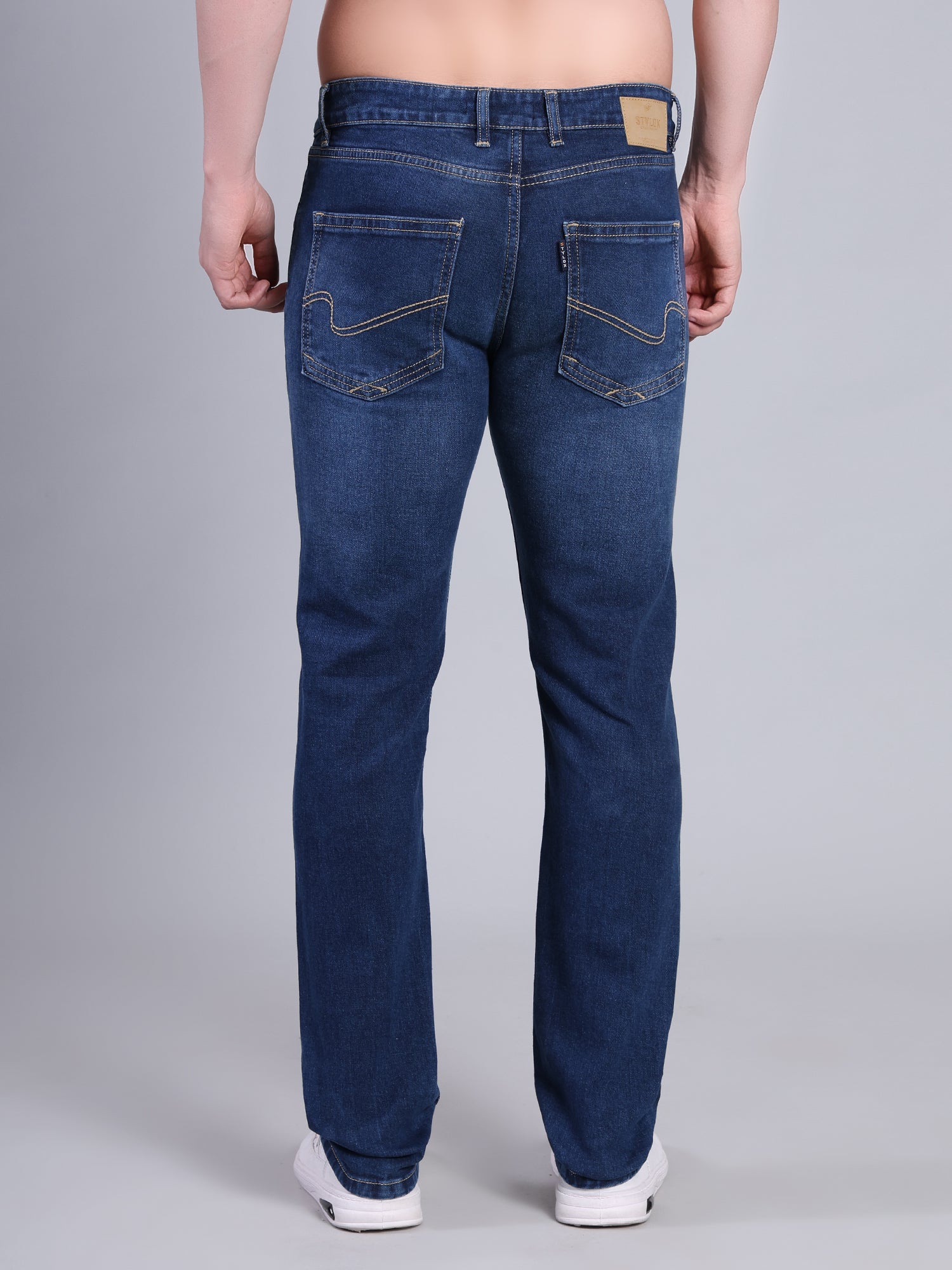 Stylox Men’s Slim Fit Mid Rise Stretchable Casual Denim Jeans-Mid Dark Blue - Stylox