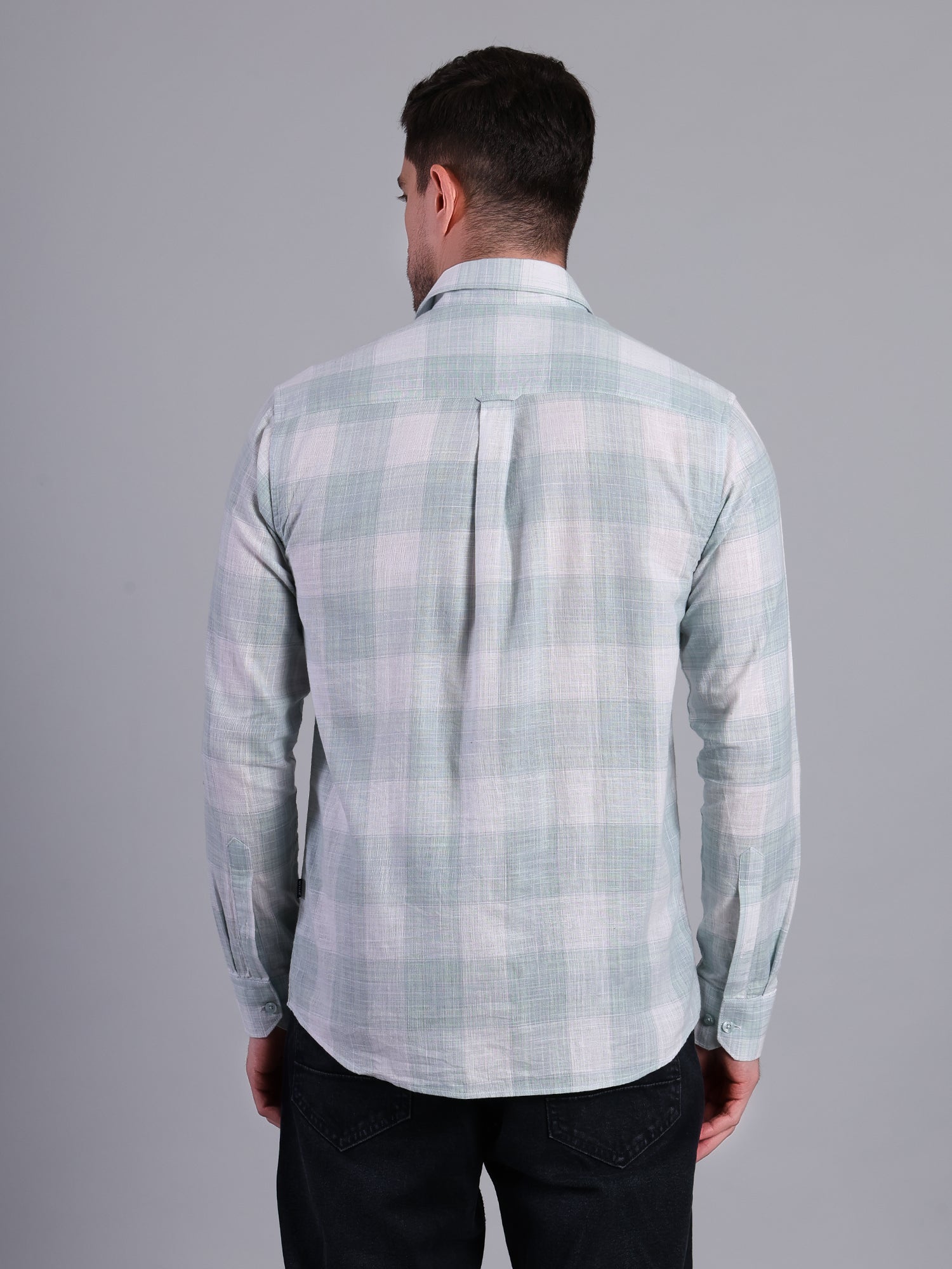 Stylox Men’s Regular Fit Checked Full Sleeve Casual Shirt-Aqua - Stylox