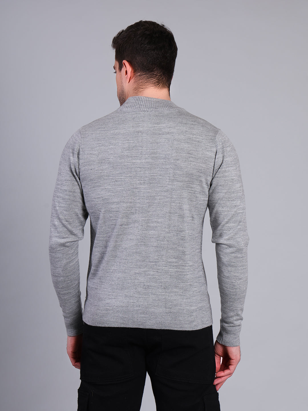 Stylox Men’s Solid Winter Sweater | Soft Knit Full Sleeve Pullover | Classic Casual Wear (Grey Melange) - Stylox