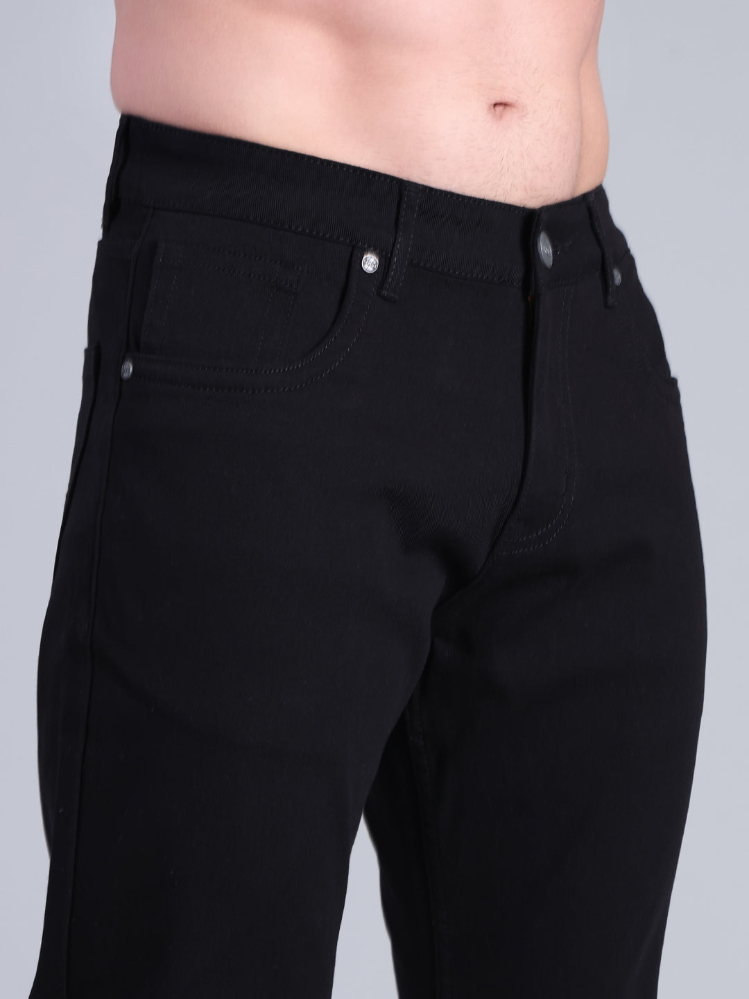 Stylox Men’s Bootcut Fit Mid-Rise Solid Denim Jeans (Black) - Stylox