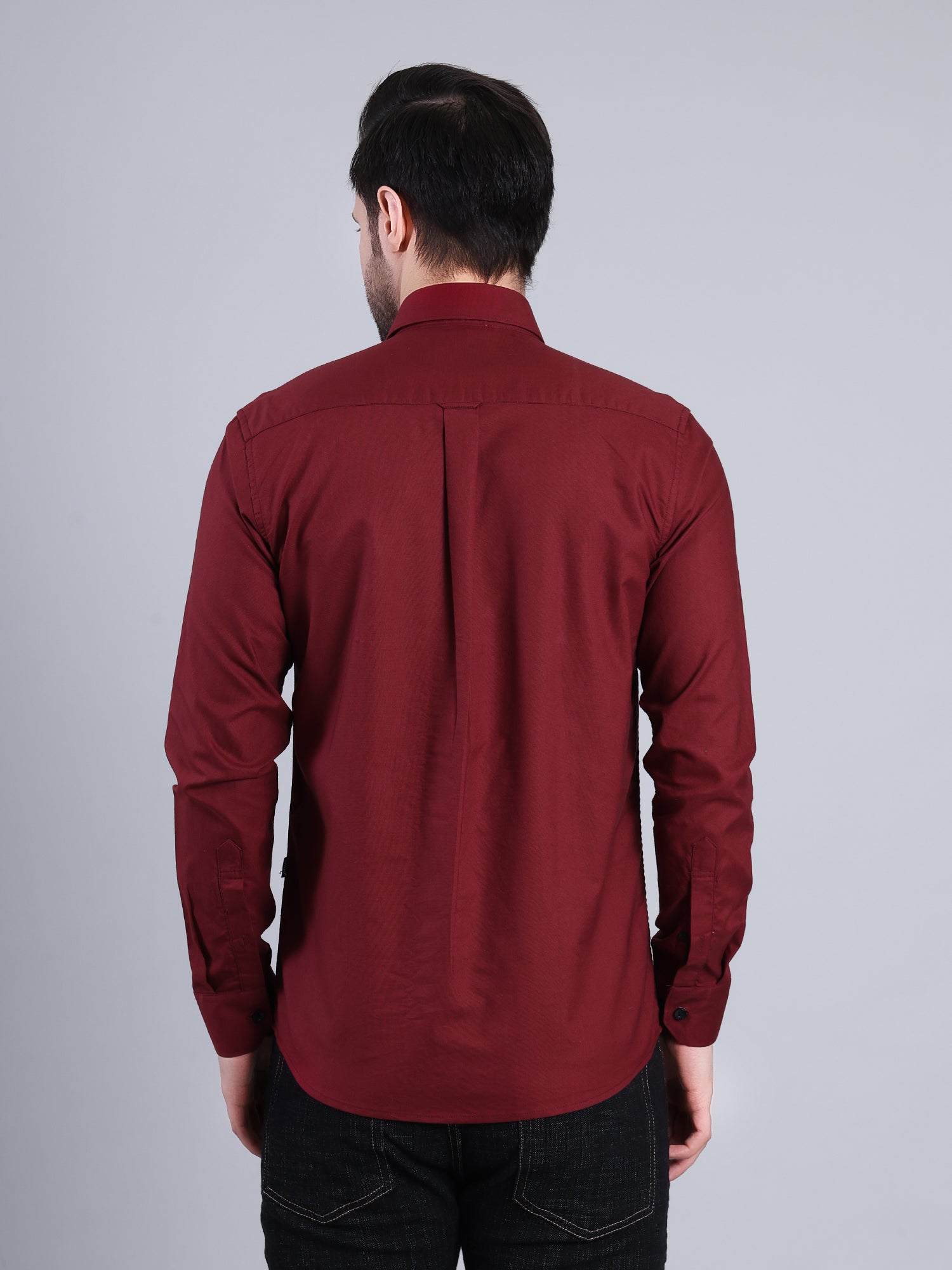 Stylox Men’s Regular Fit Full Sleeve Solid Casual Shirt for Everyday & Office Wear (Maroon) - Stylox