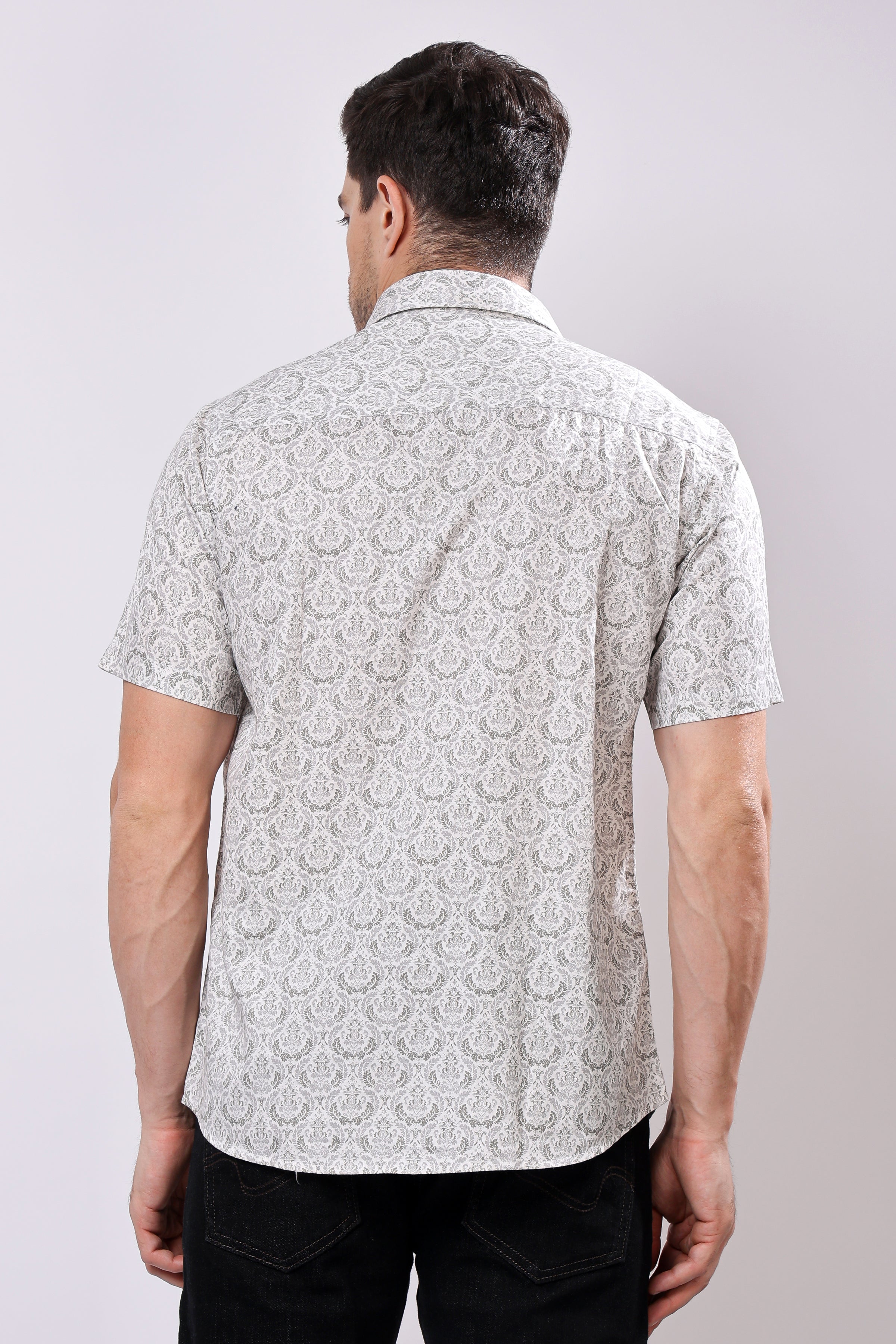 Stylox Men's Half Sleeve Floral Printed Casual Shirt – Trendy Cotton Blend Regular Fit Summer Shirt for Stylish Everyday Wear - Stylox