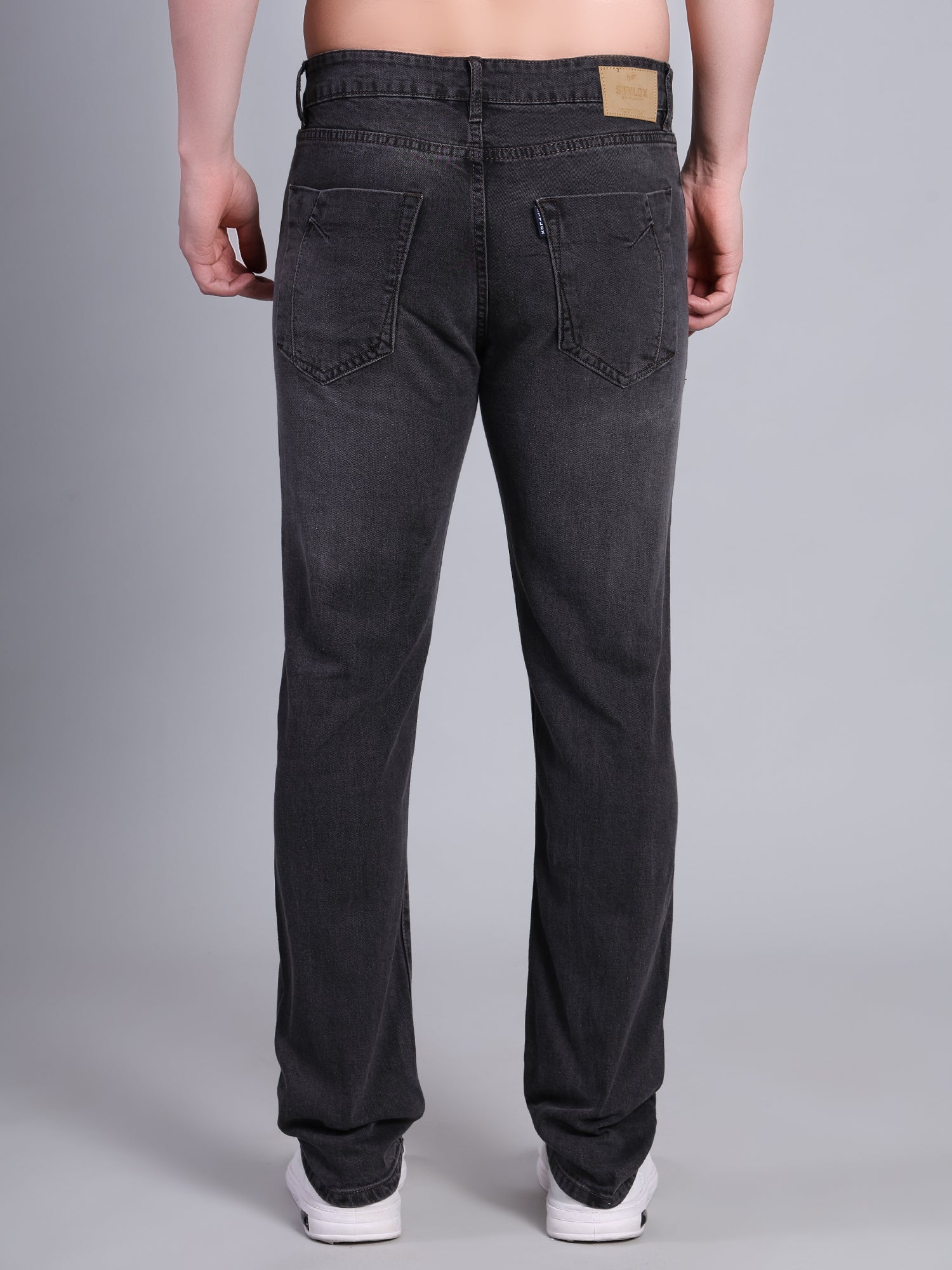 Stylox Men’s Mid Rise Stretchable Washed Slim Fit Denim Jeans-Light Grey - Stylox