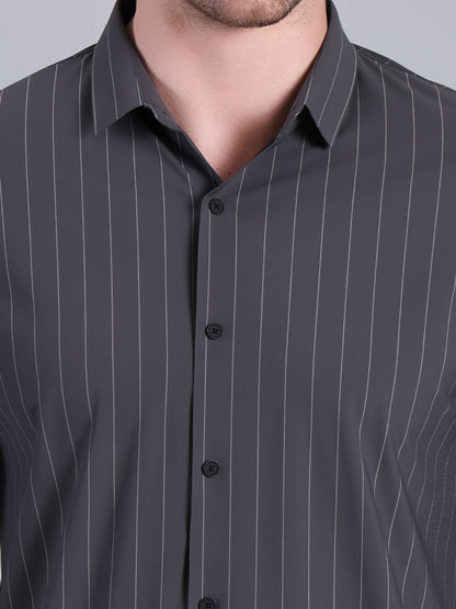 Stylox Men’s Striped Partywear Shirt | Slim Fit Full Sleeve Formal-Casual Shirt For Men