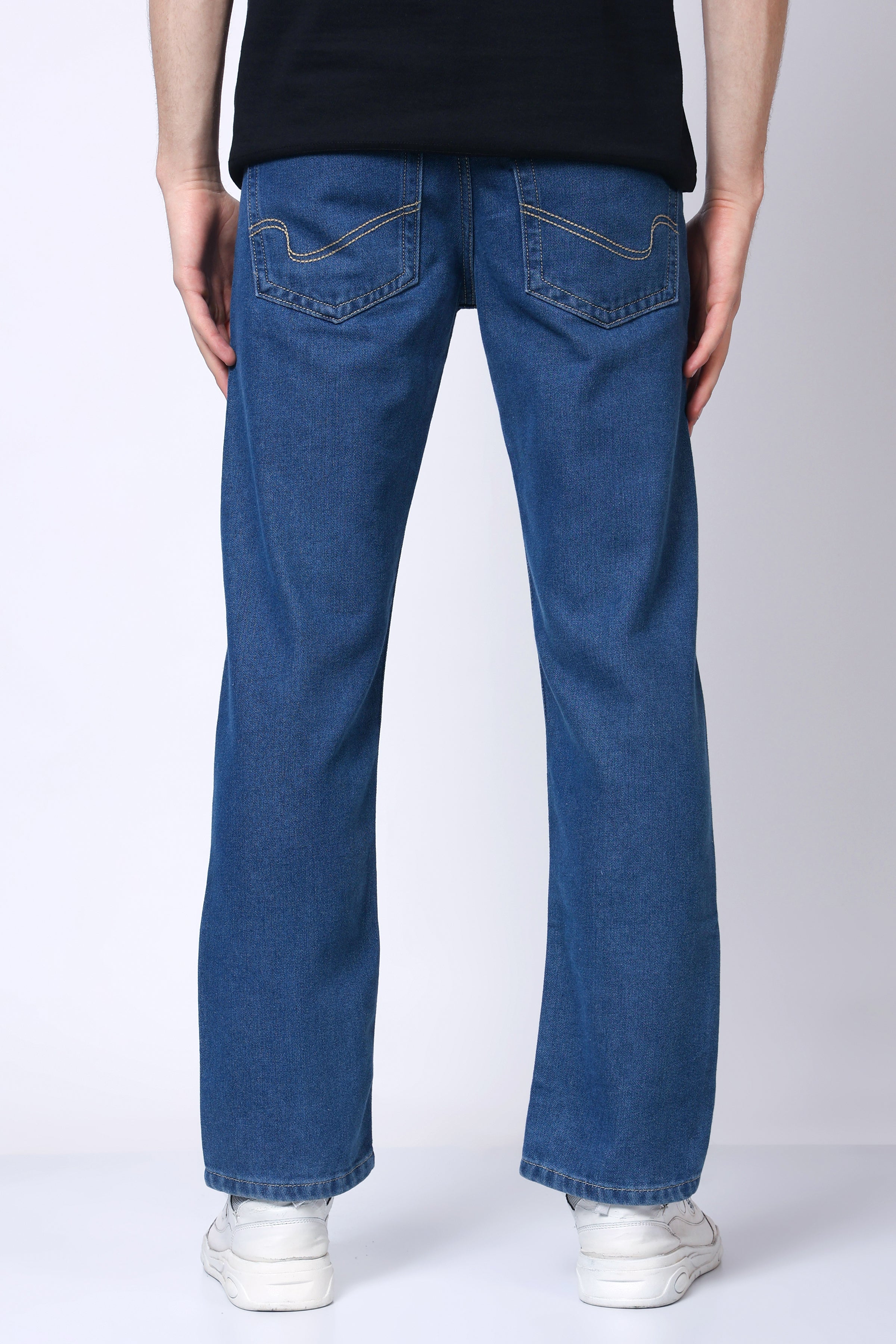 Stylox Men’s Mid-Rise Comfort Fit Dark Blue Non-Stretch Denim Jeans - Stylox