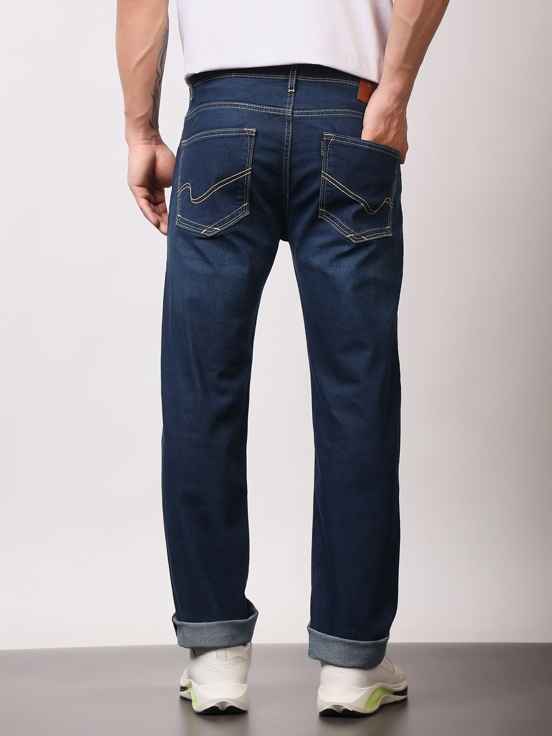 Stylox Men’s Comfort Fit Mid-Rise Solid Premium Stretchable Denim Jeans - Stylox