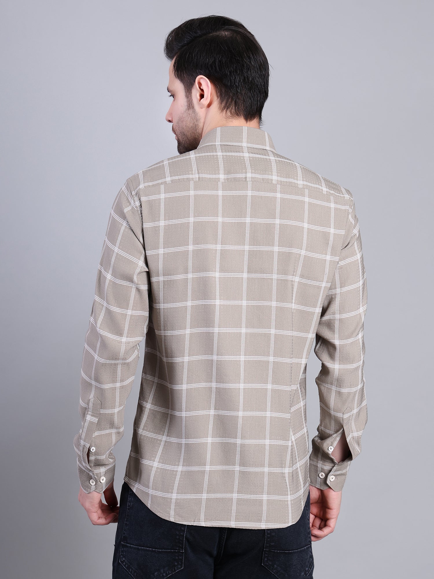 Stylox Men’s Checkered Full Sleeve Casual Shirt-Light Olive - Stylox