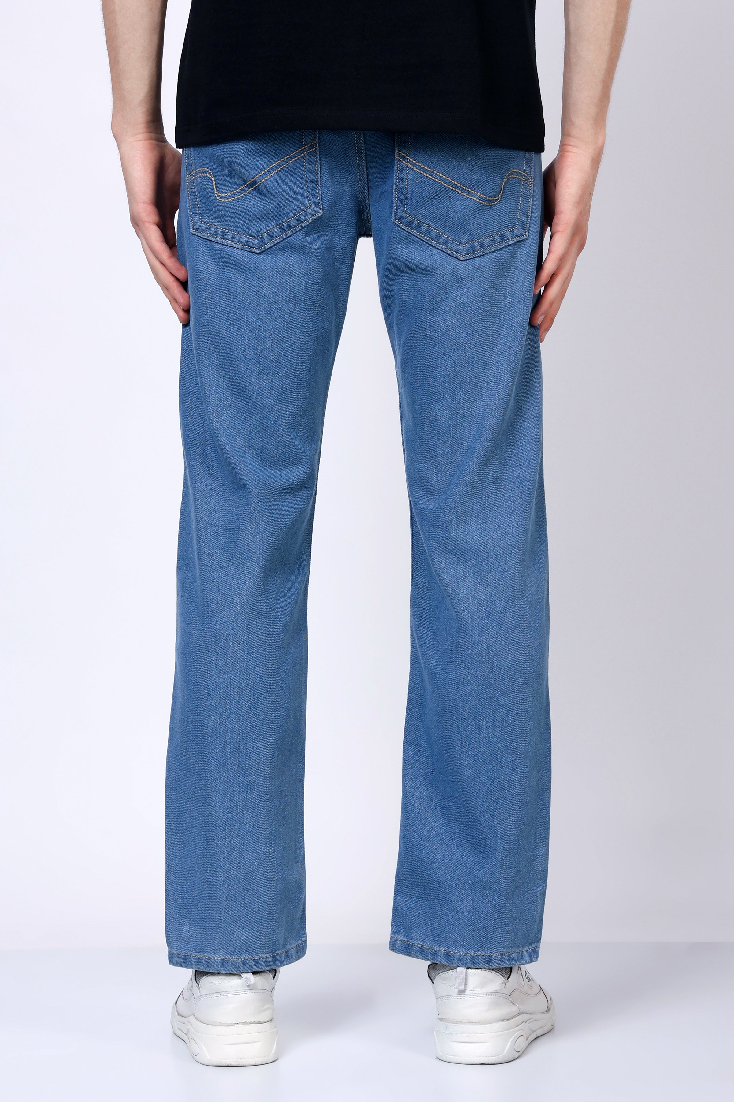 Stylox Men’s Mid-Rise Comfort Fit Mid Dark Blue Non-Stretch Denim Jeans - Stylox