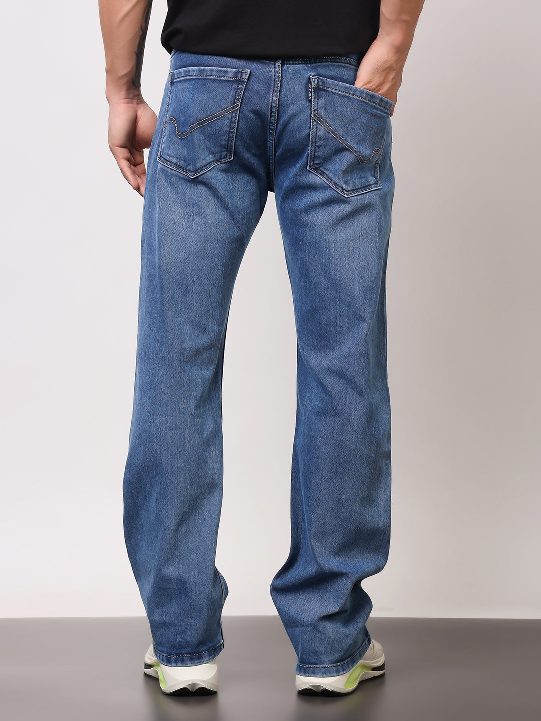 Stylox Men’s Bootcut Fit Stretchable Mid Rise Solid Denim Jeans - Stylox
