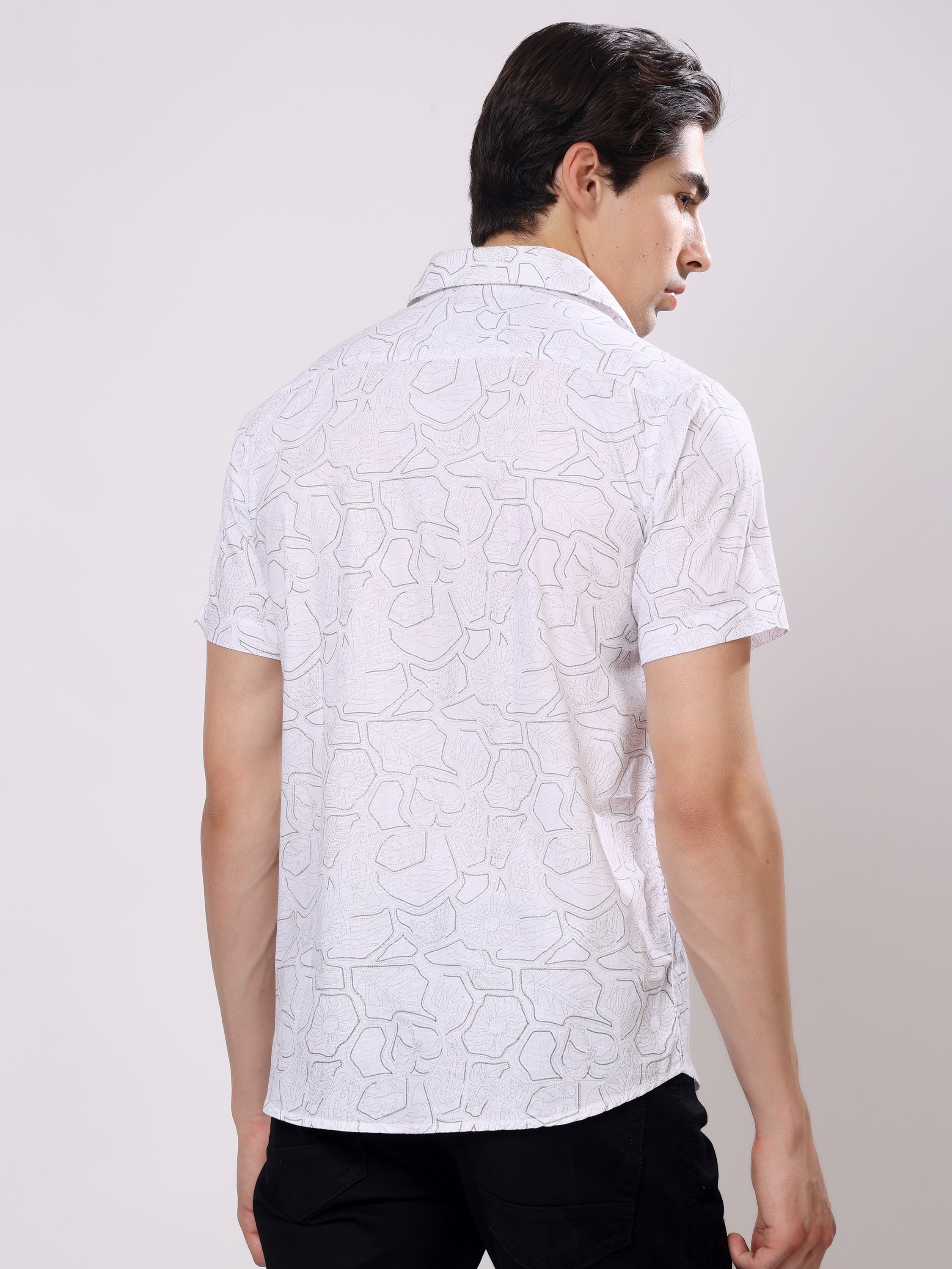 Stylox Men’s Regular Fit Half Sleeve Stylish Abstract Printed Casual Shirt - Stylox