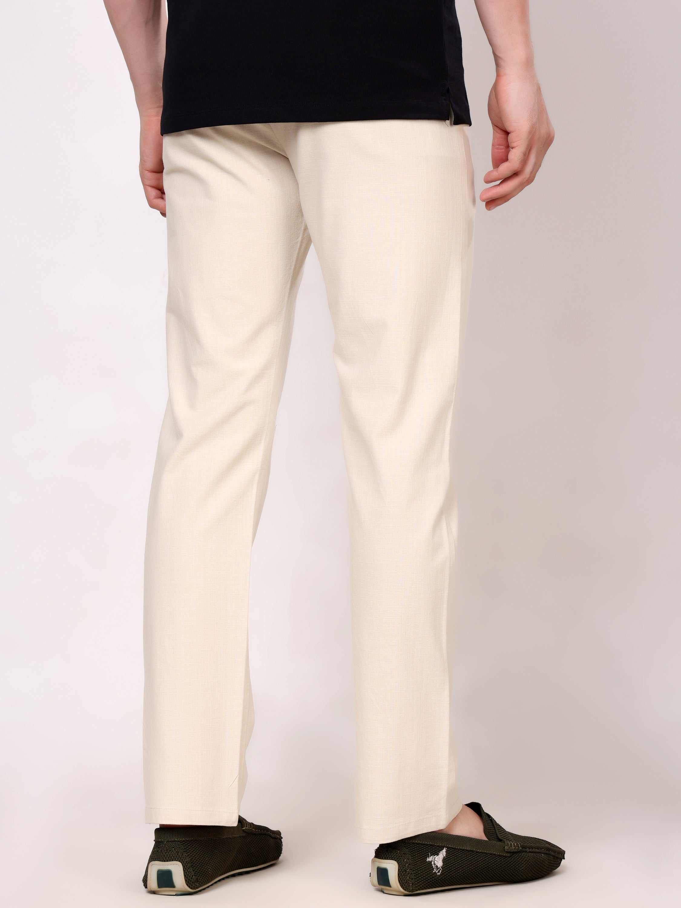 Stylox Men's Comfort Fit Non-Stretch Casual Trouser with Elastic Waist