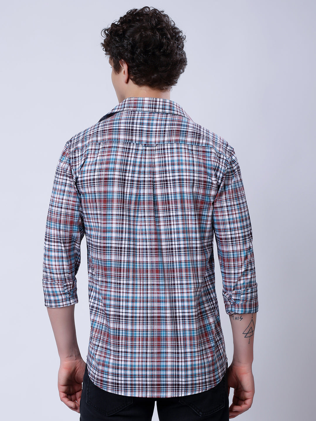 Stylox Men’s Regular Fit Full Sleeve Casual Check Shirt–Blue &amp; Brown - Stylox