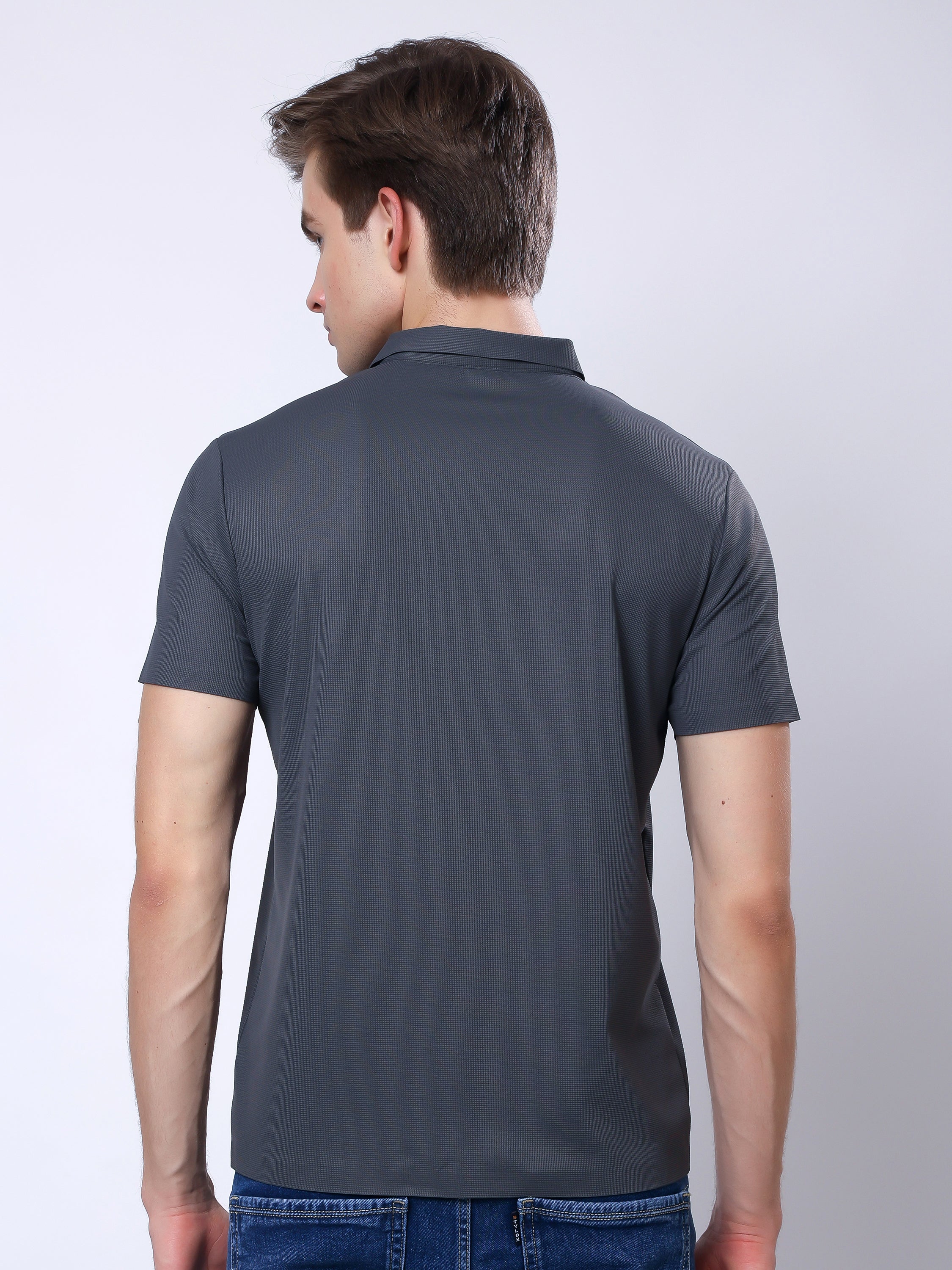 Stylox Men’s Premium Regular Fit Stretchable Polo T-Shirt–Grey - Stylox