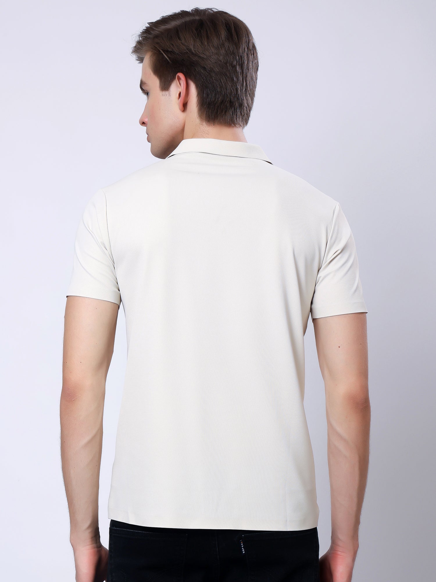 Stylox Men’s Premium Regular Fit Stretchable Polo T-Shirt–Light Beige - Stylox