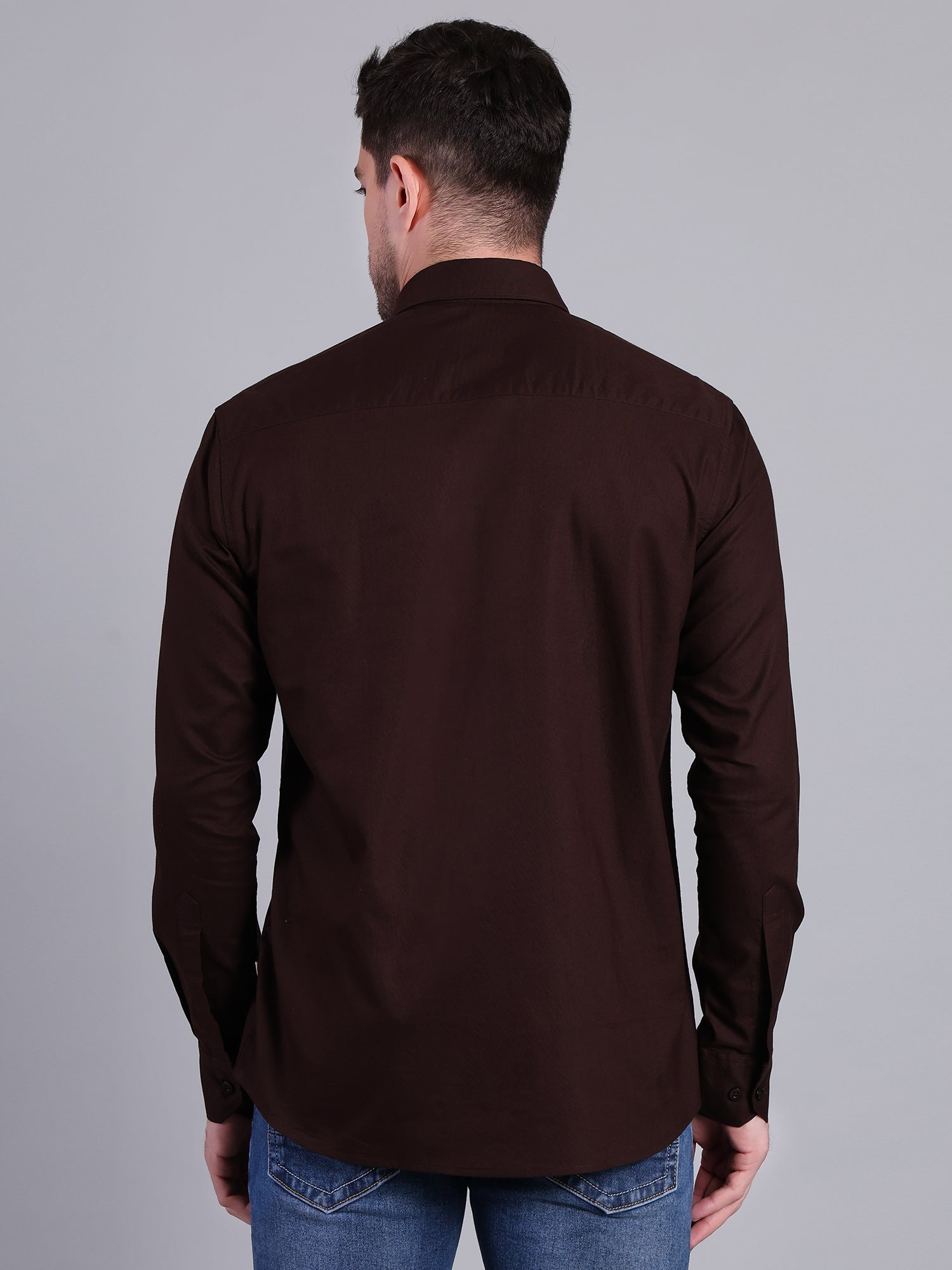 Stylox Men’s Regular Fit Solid Oxford Casual Shirt-Brown - Stylox
