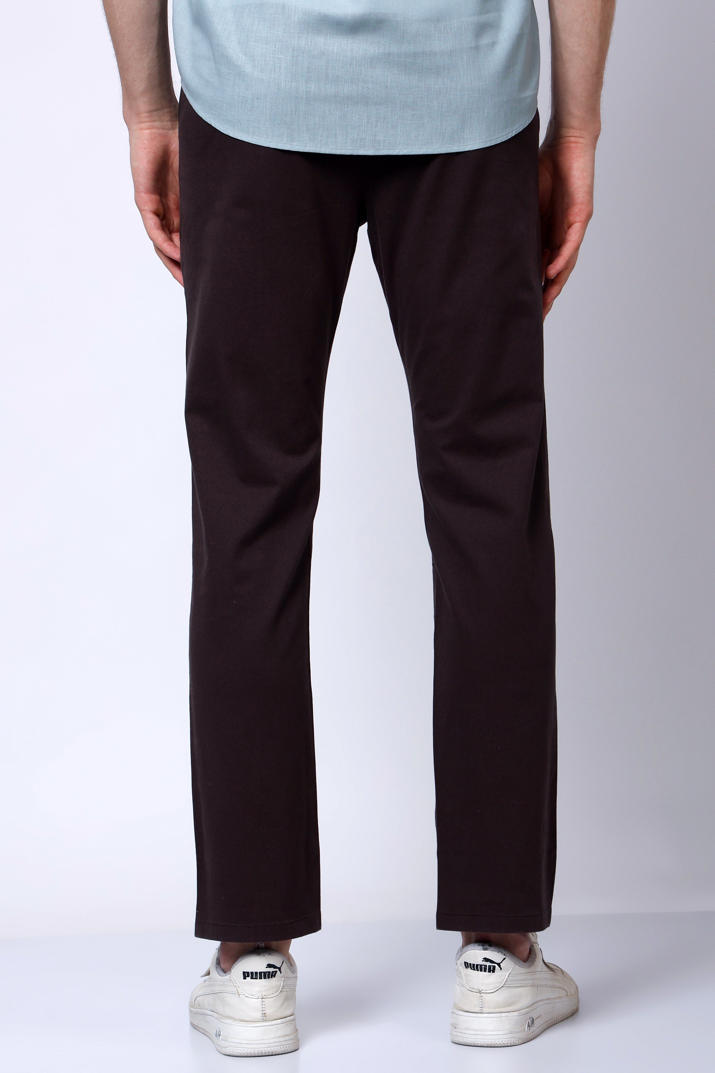 Stylox Men’s Straight Fit Casual Trousers with Comfort-Chocolate Brown - Stylox
