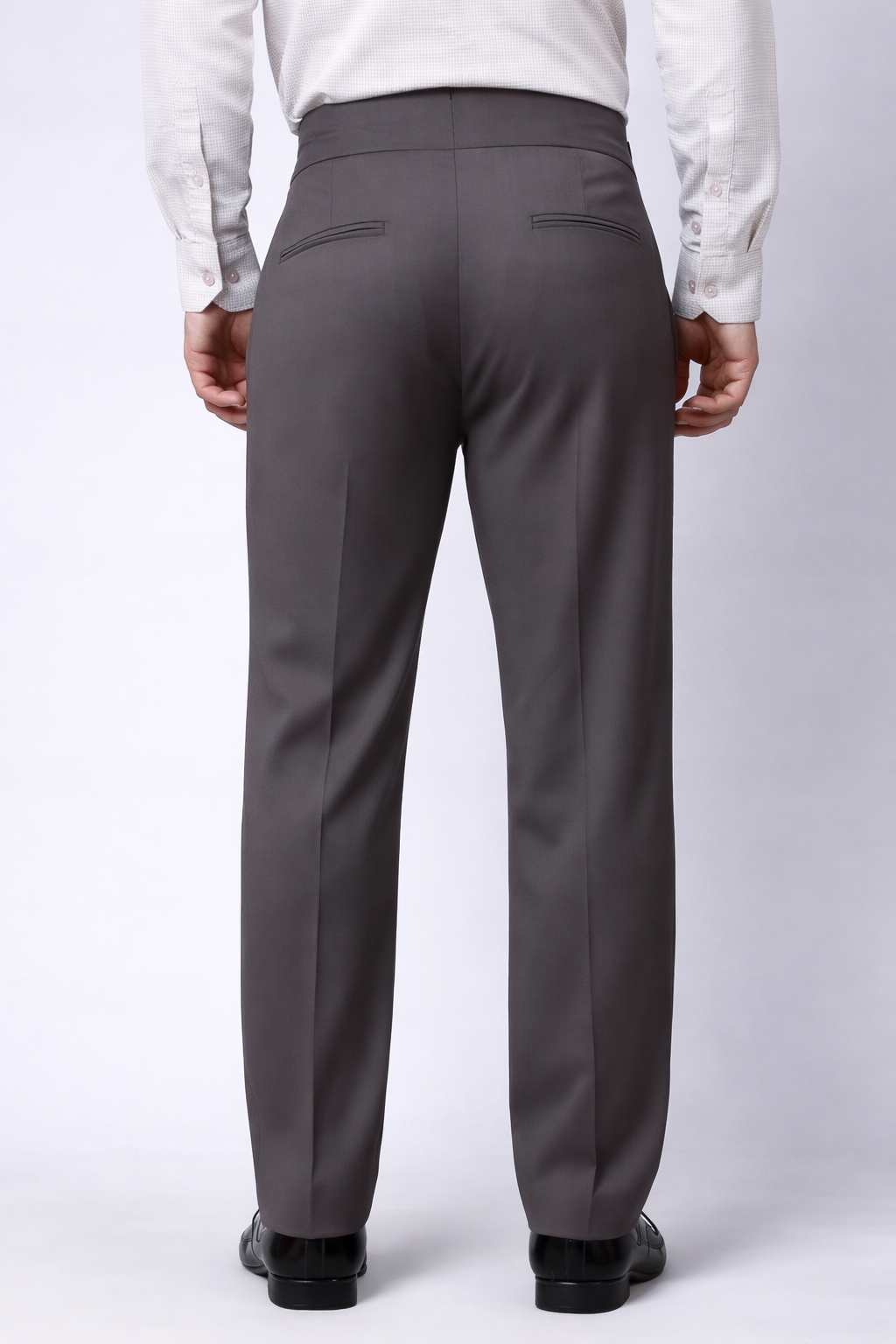 Stylox Men’s Slim Fit Gorkha Trouser with Pleated Front & Side Adjuster Waist-Mid Grey - Stylox