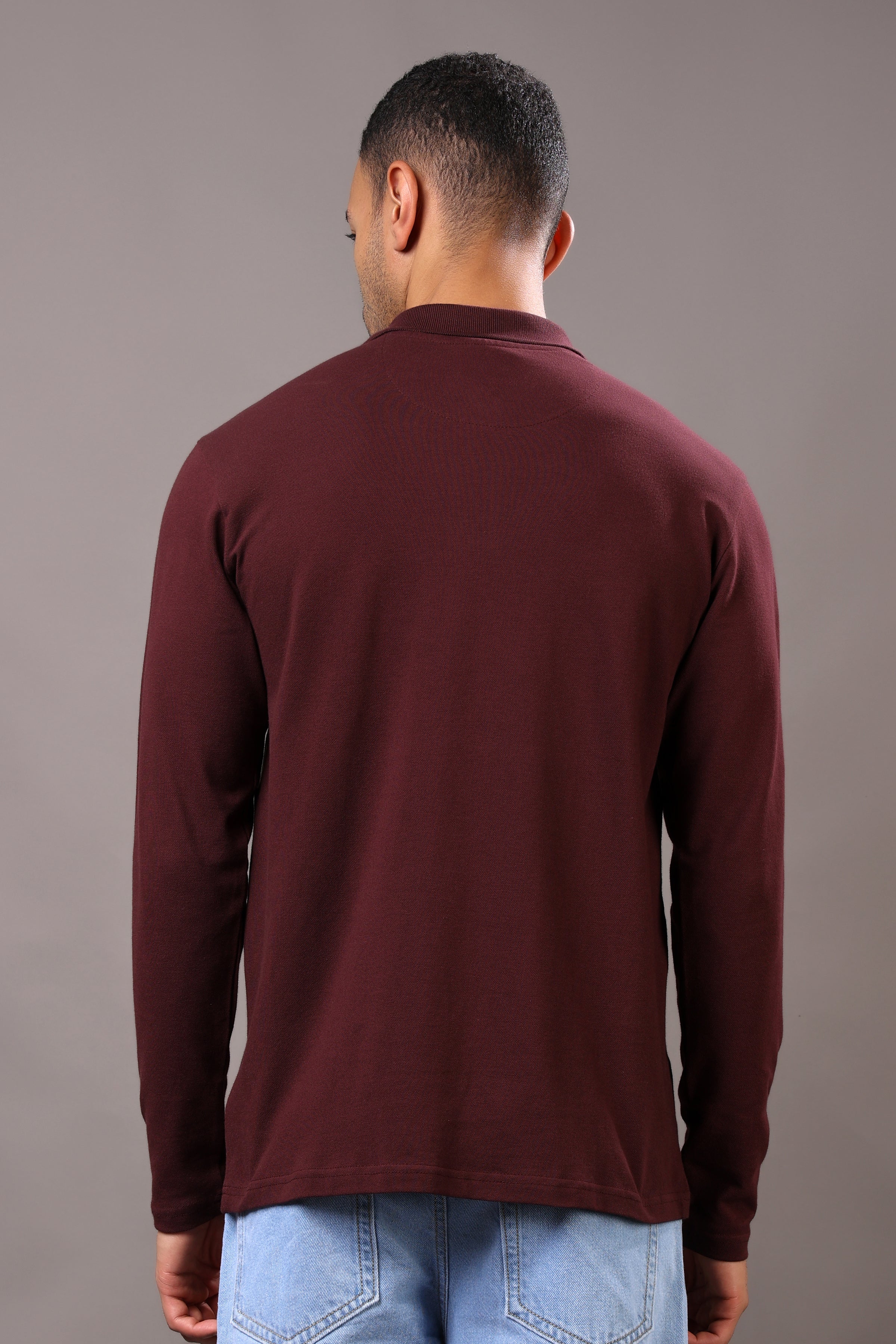 Stylox Men’s Long Sleeve Polo T-Shirt with Cut & Sew Design - Stylox