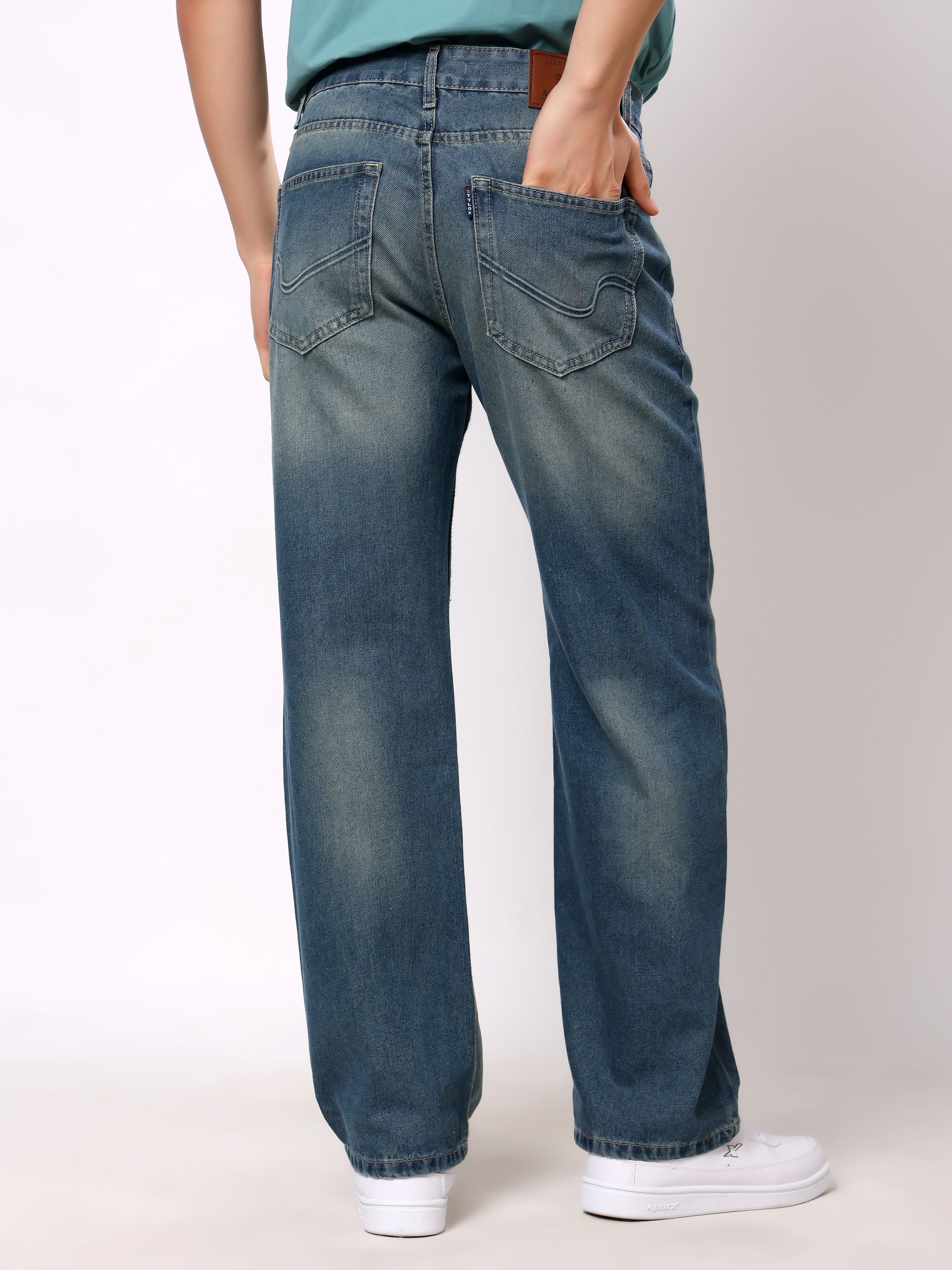 Stylox Men’s Baggy Fit Non-Stretch Wide Leg Casual Streetwear Denim Jeans